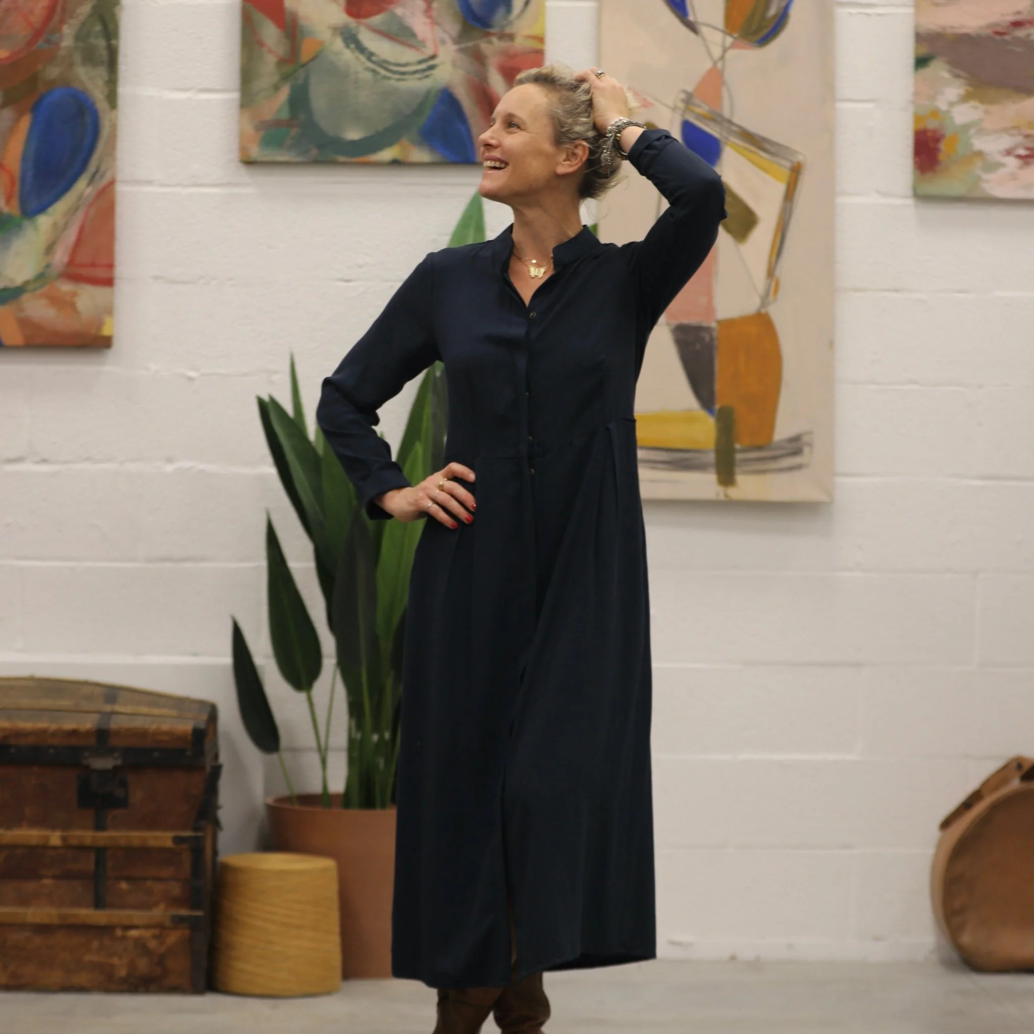Robe Cyrielle - sergé de viscose bleu marine