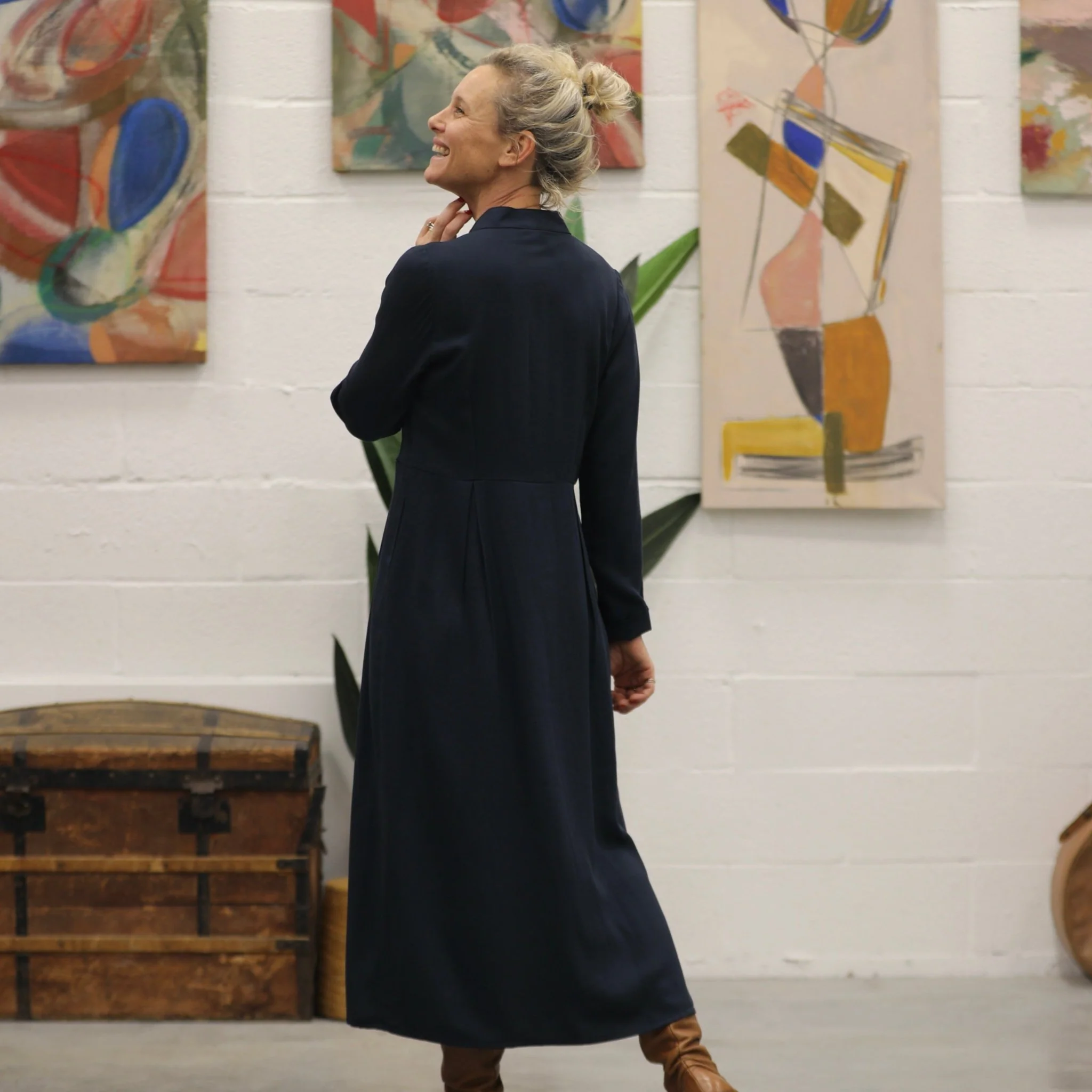 Robe Cyrielle - sergé de viscose bleu marine - Image 3