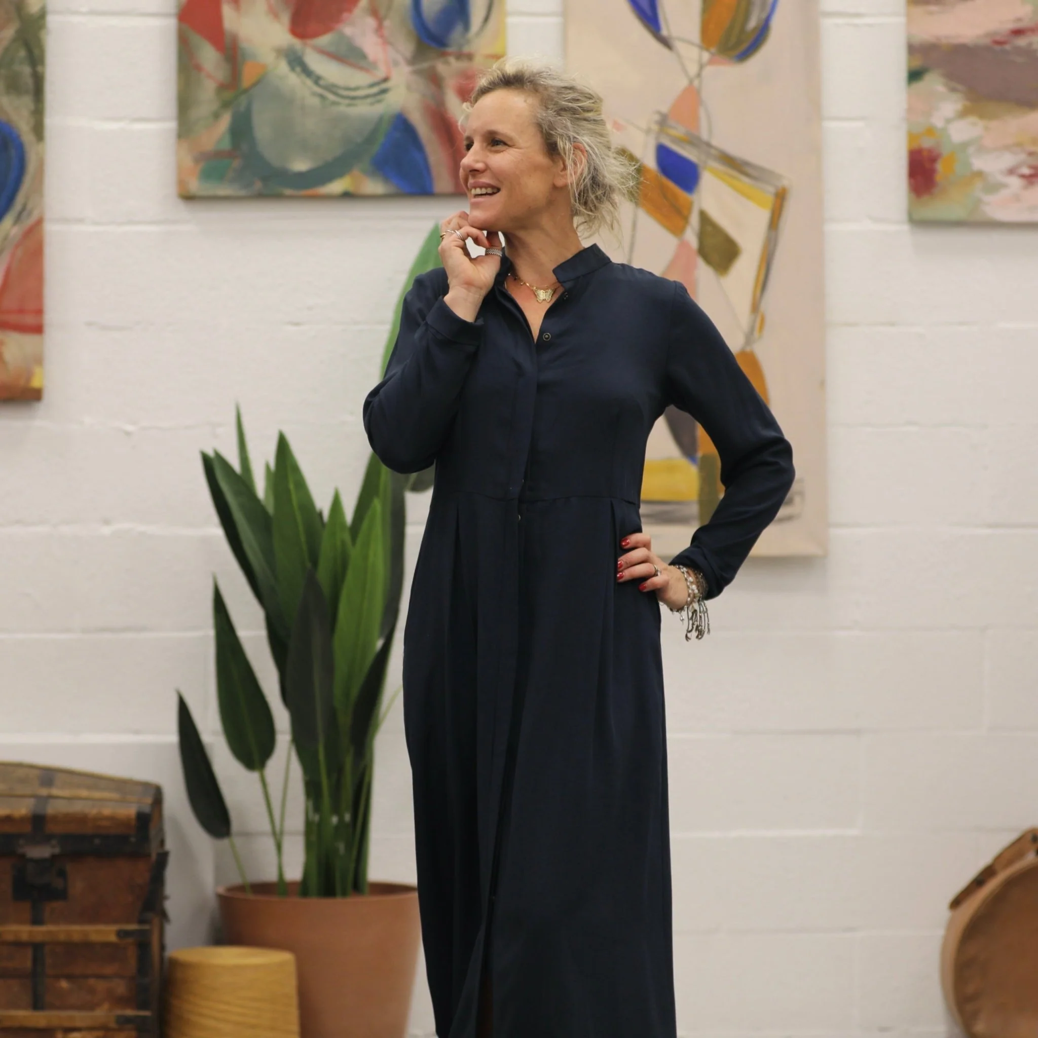 Robe Cyrielle - sergé de viscose bleu marine - Image 4