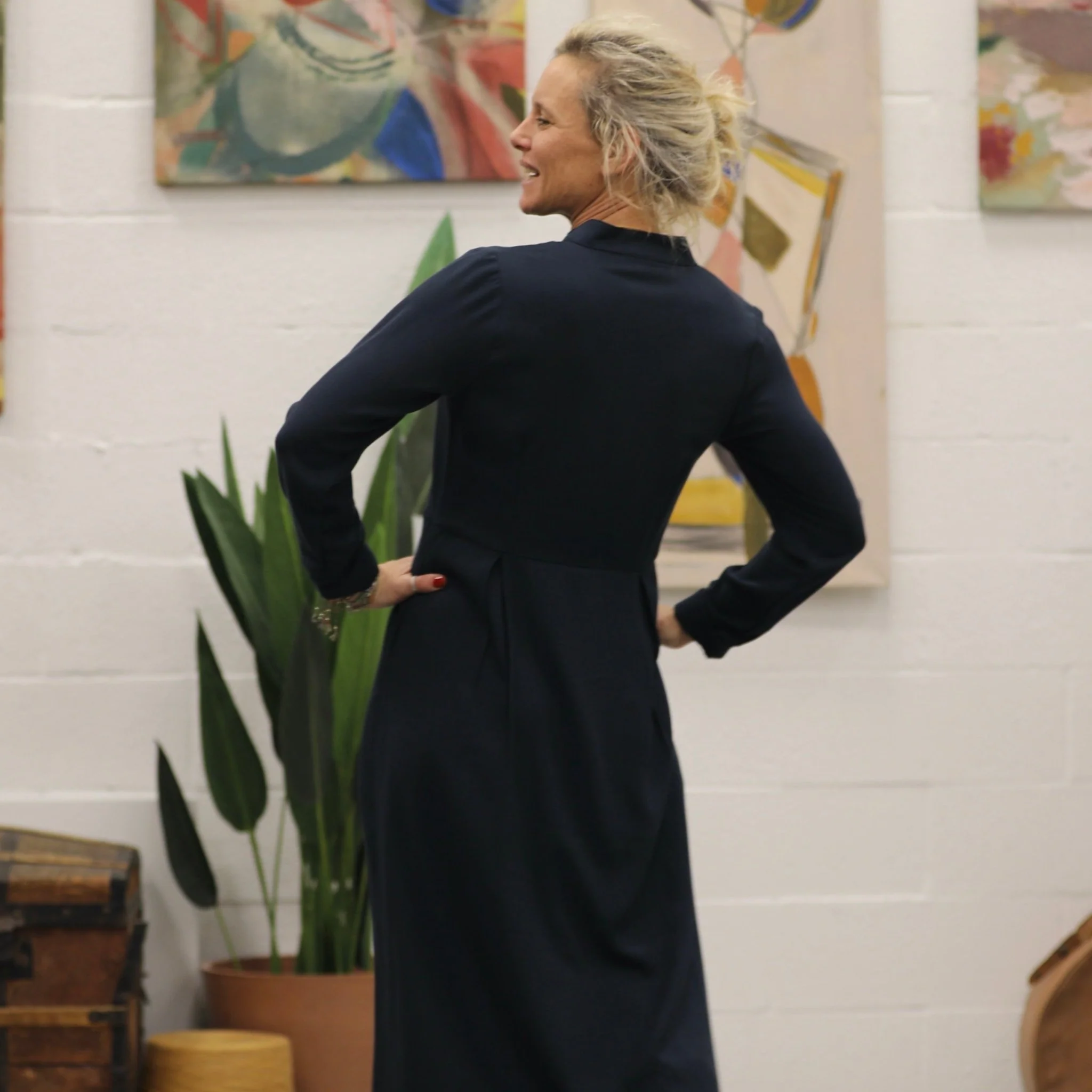 Robe Cyrielle - sergé de viscose bleu marine - Image 6