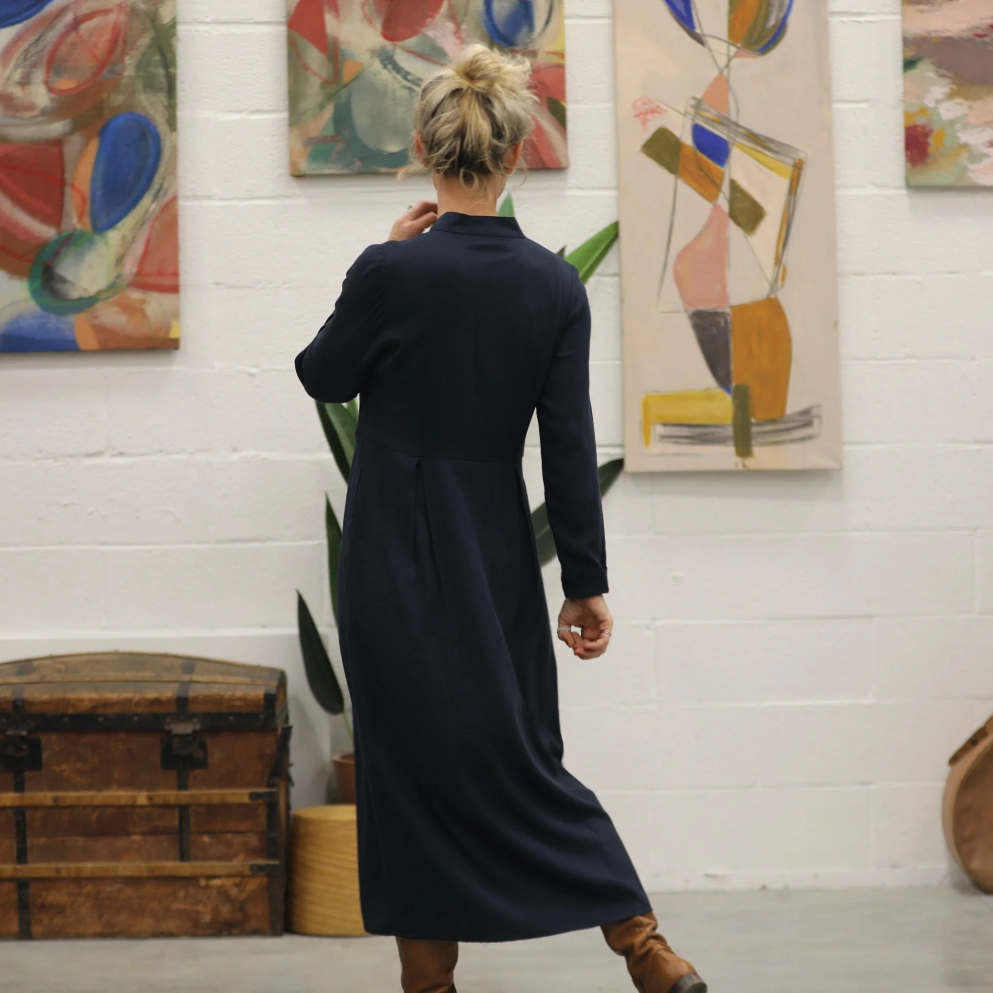 Robe Cyrielle - sergé de viscose bleu marine - Image 7