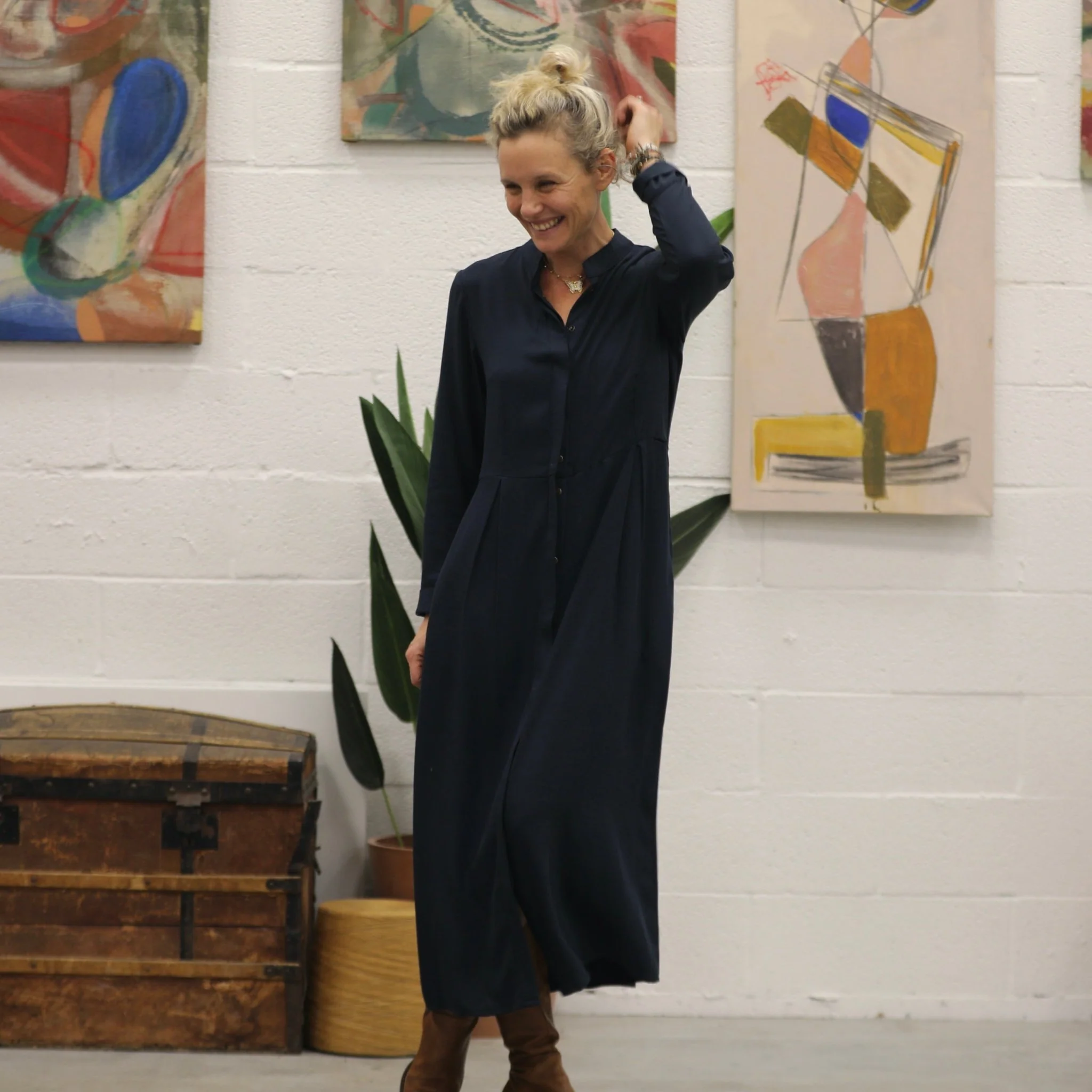 Robe Cyrielle - sergé de viscose bleu marine - Image 8