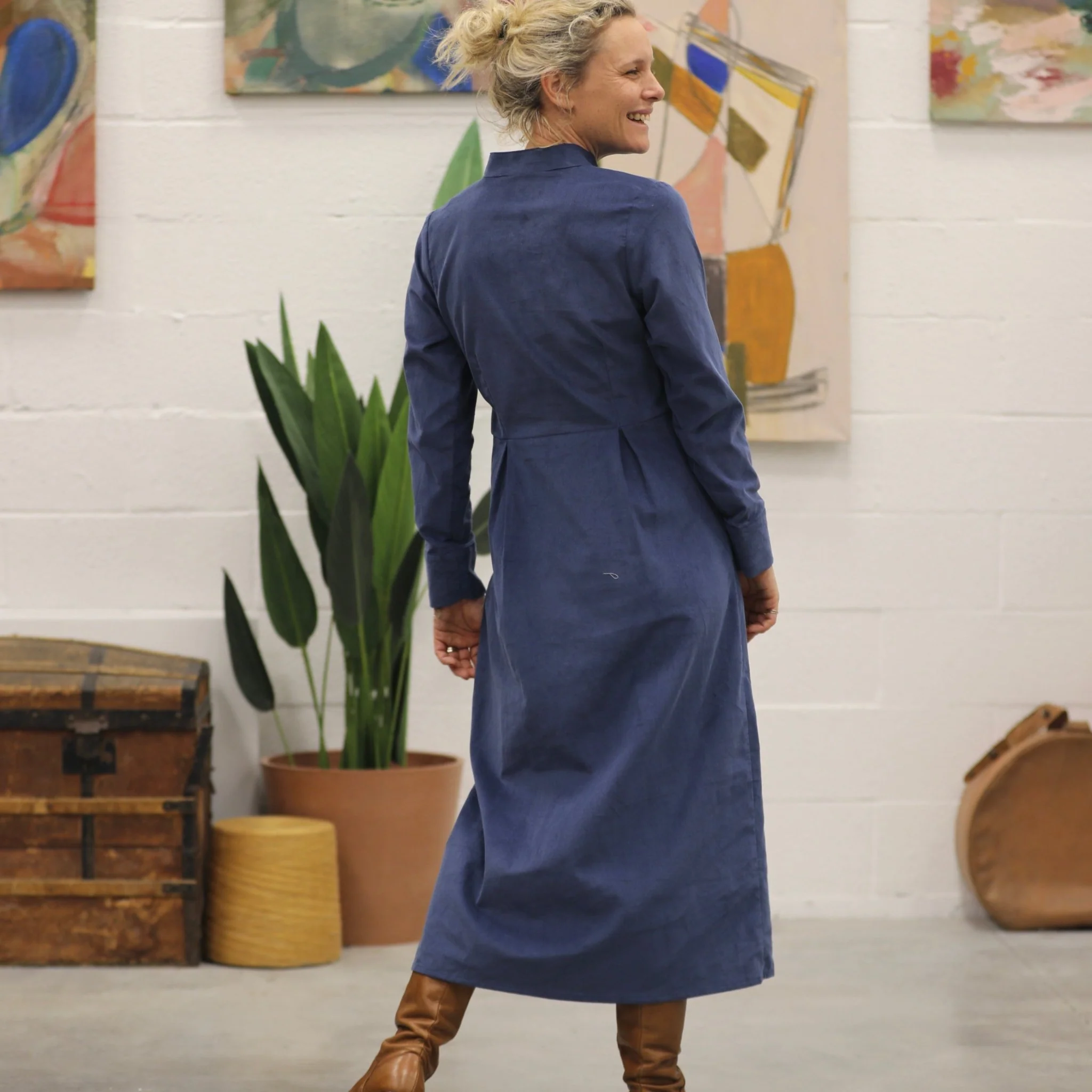 Robe Cyrielle - velours milleraies bleu doux - Image 4