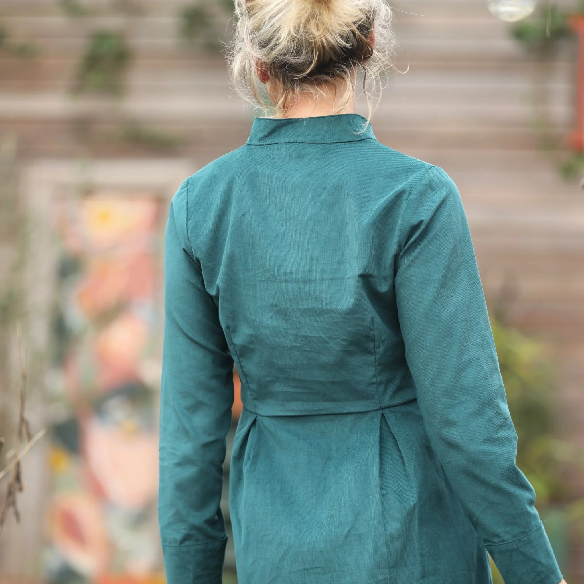 Robe Cyrielle - velours milleraies émeraude - Image 6