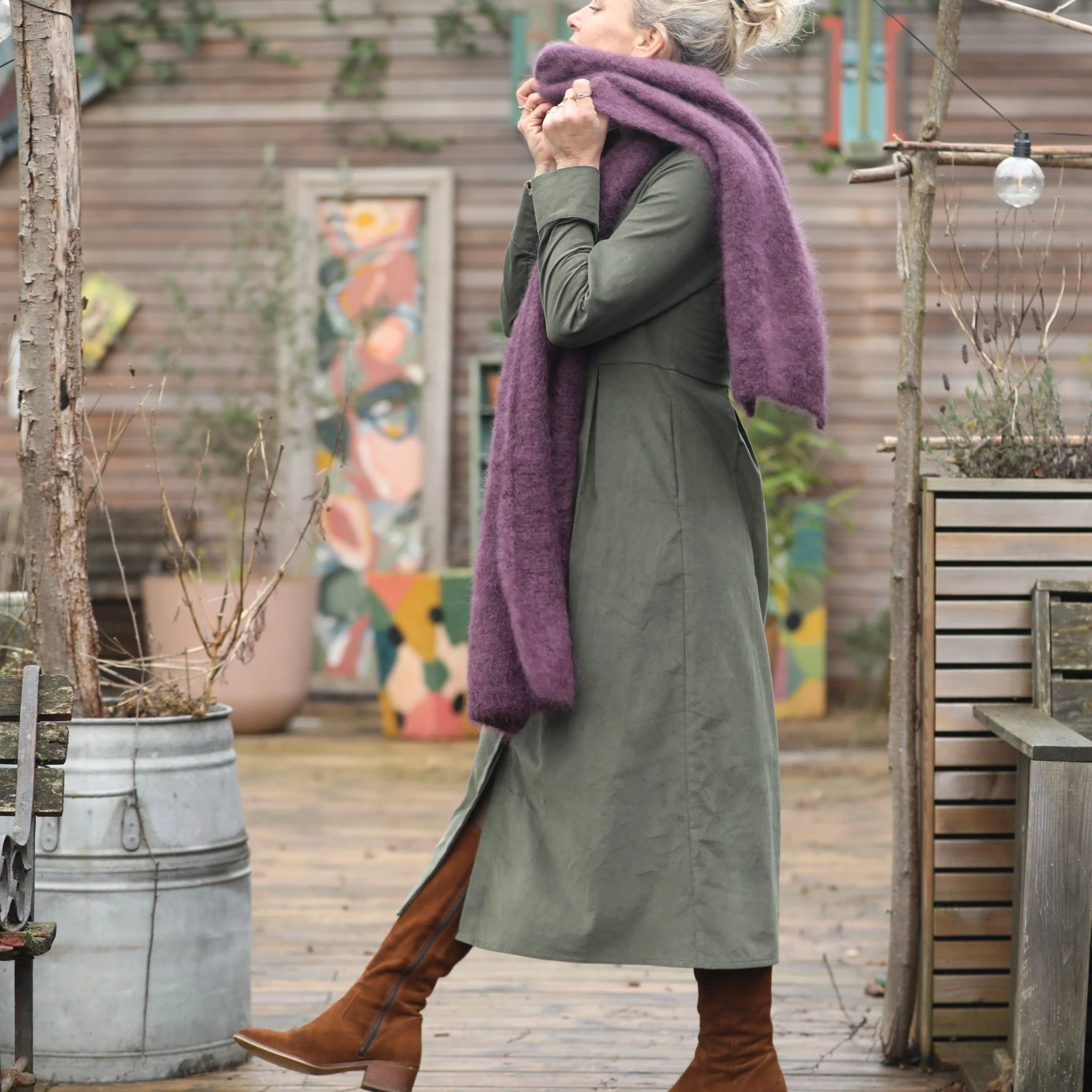 Robe Cyrielle - velours milleraies kaki - Image 7