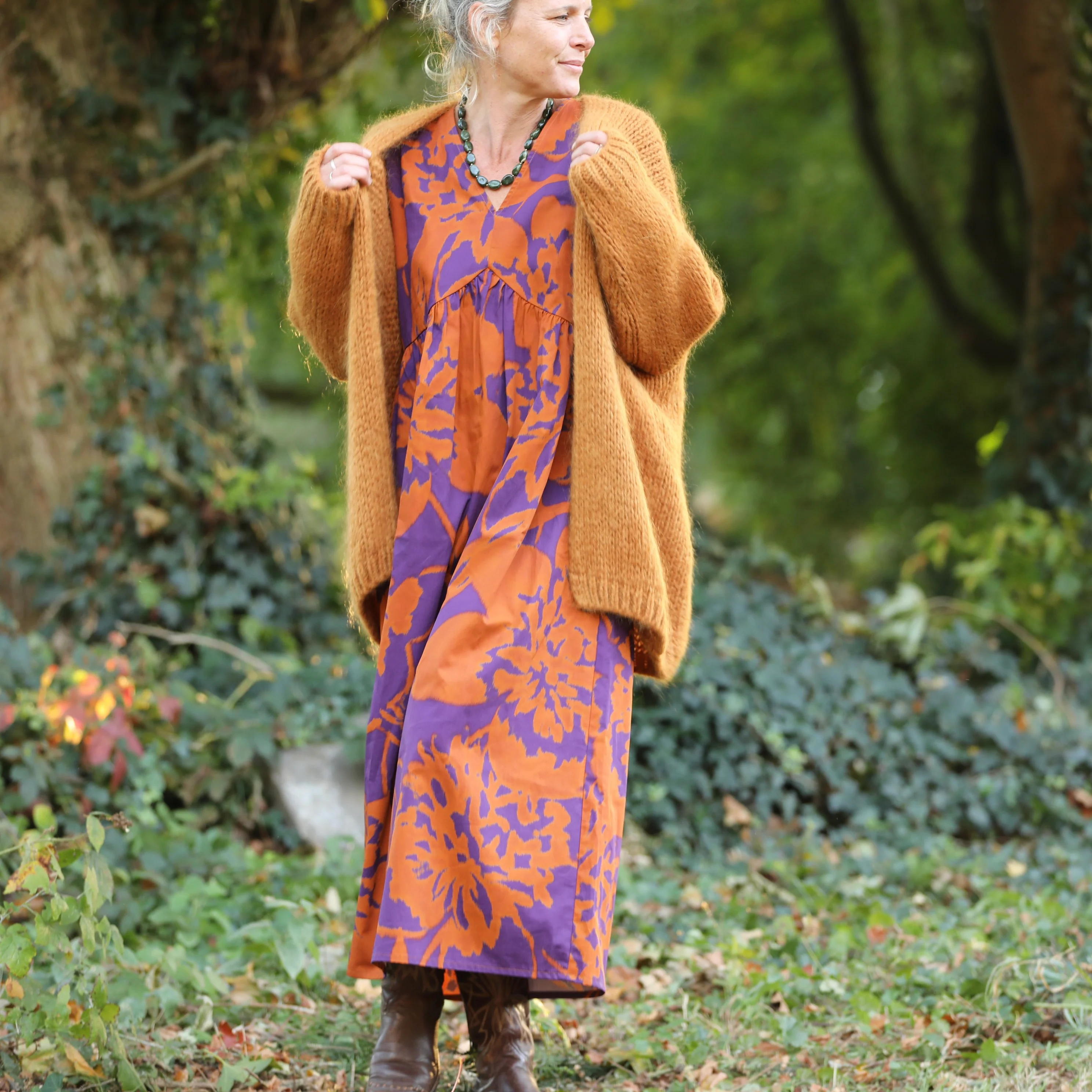 Robe Edonie manches longues - satin de coton Prunelle d’Ambre - Image 10