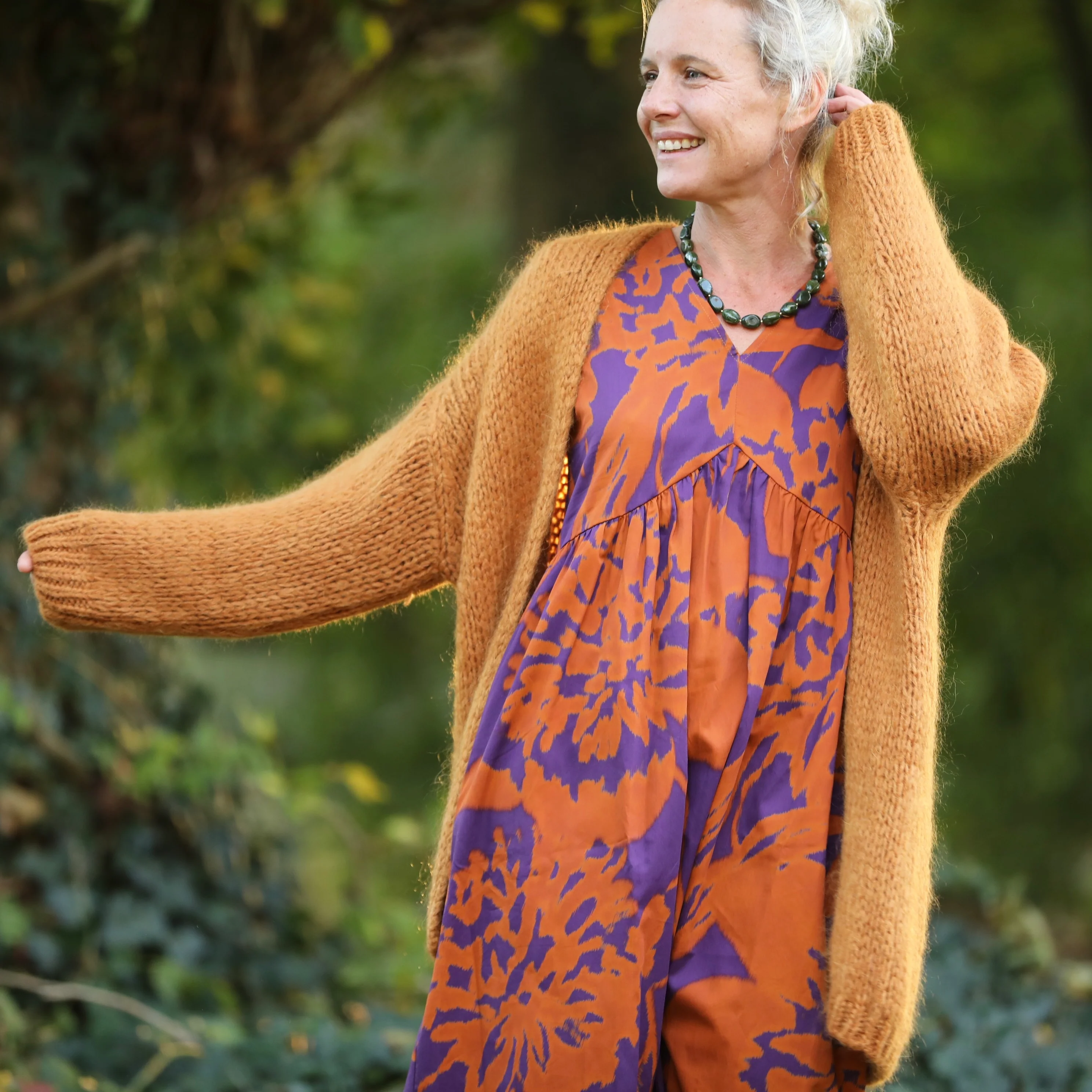 Robe Edonie manches longues - satin de coton Prunelle d’Ambre - Image 6
