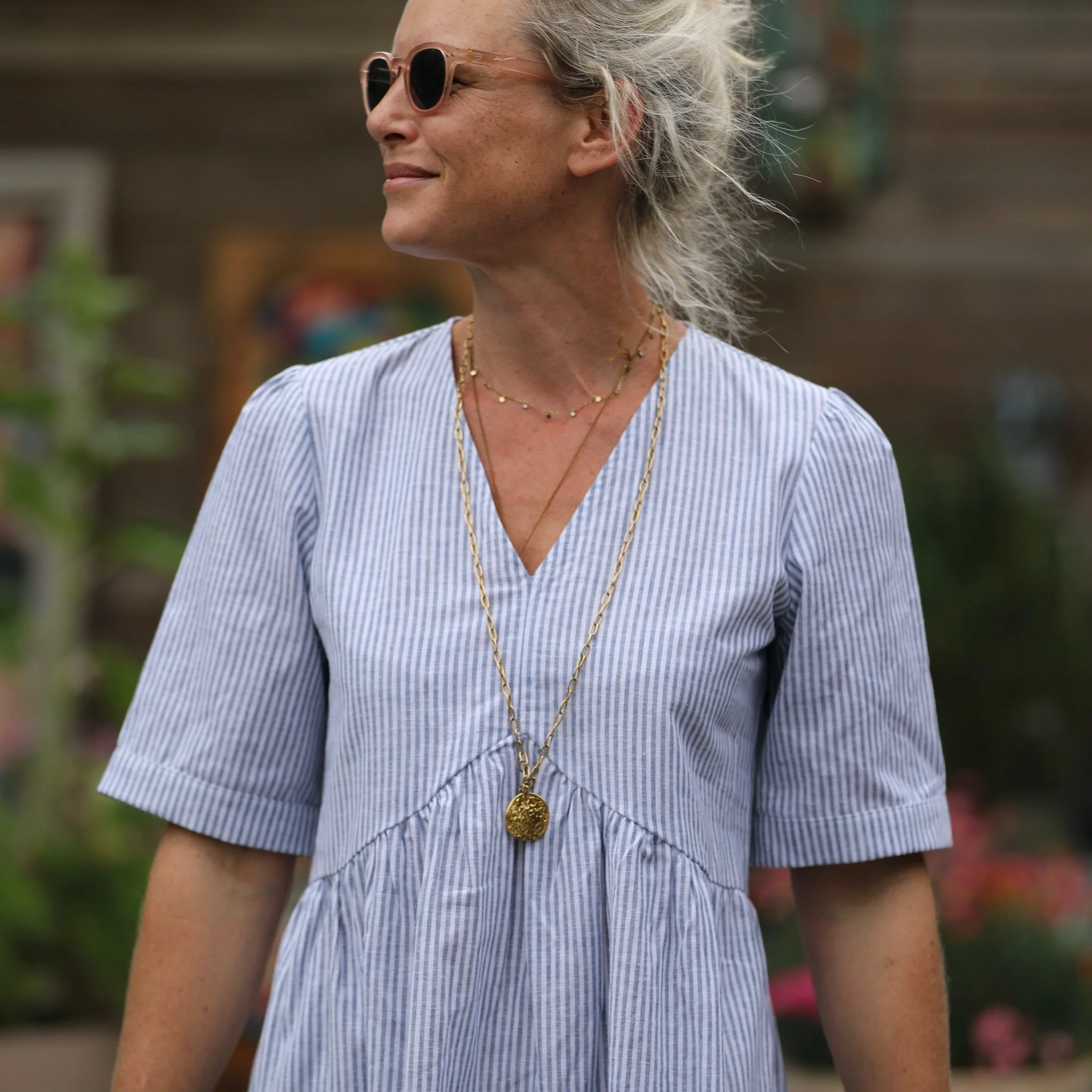 Robe Edonie - rayure lin/coton bleu - Image 9