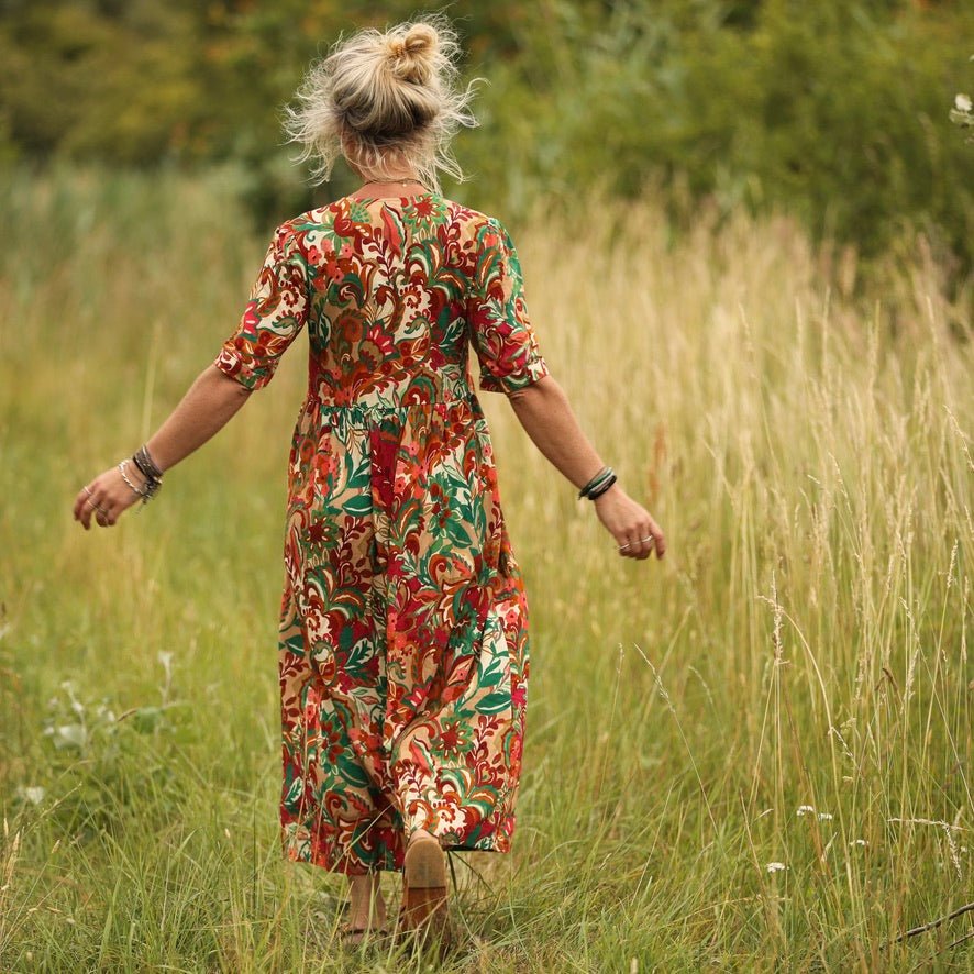 Robe Edonie - viscose imprimé "vert lumière" - Image 2