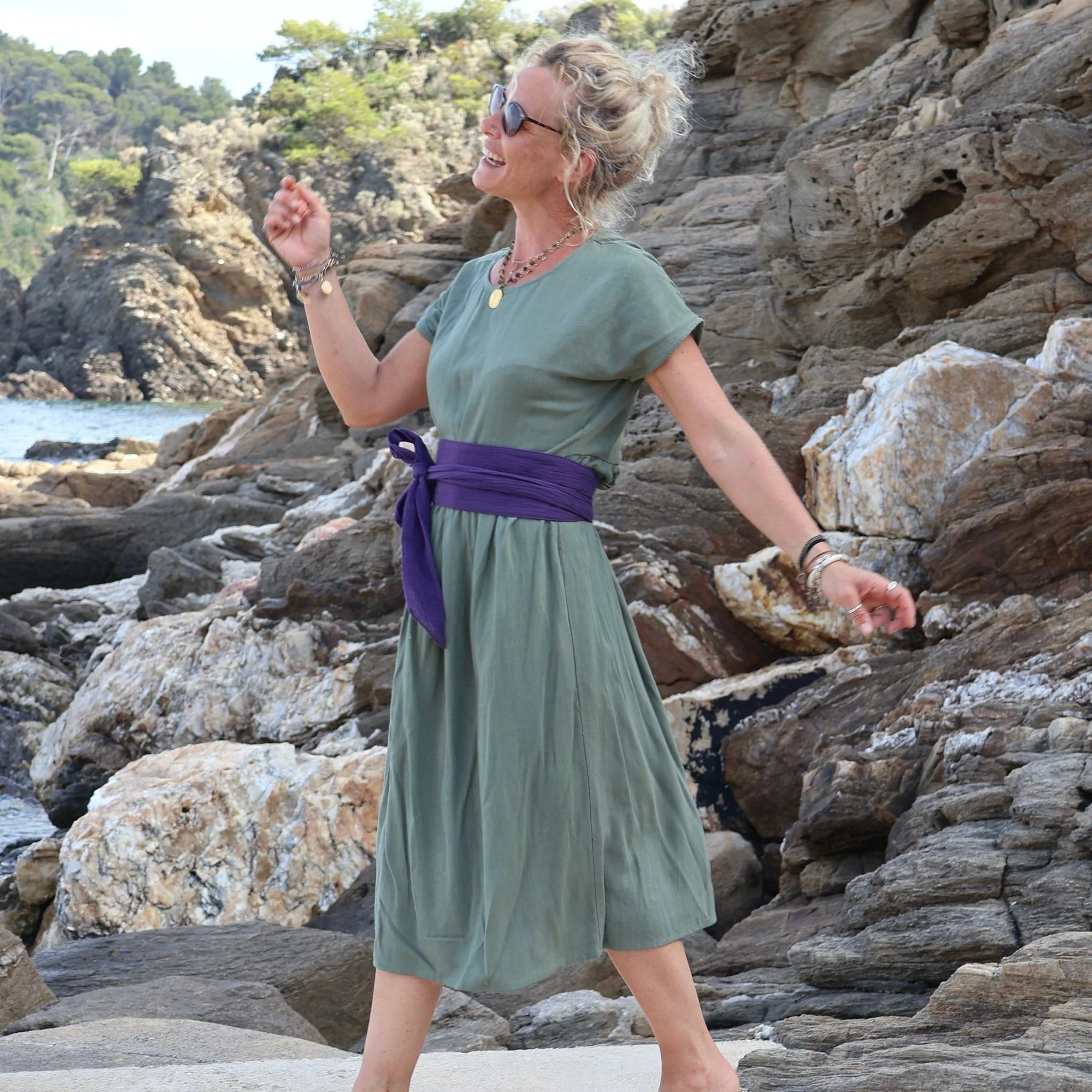 Robe Elsie en viscose/lin eucalyptus - Image 6