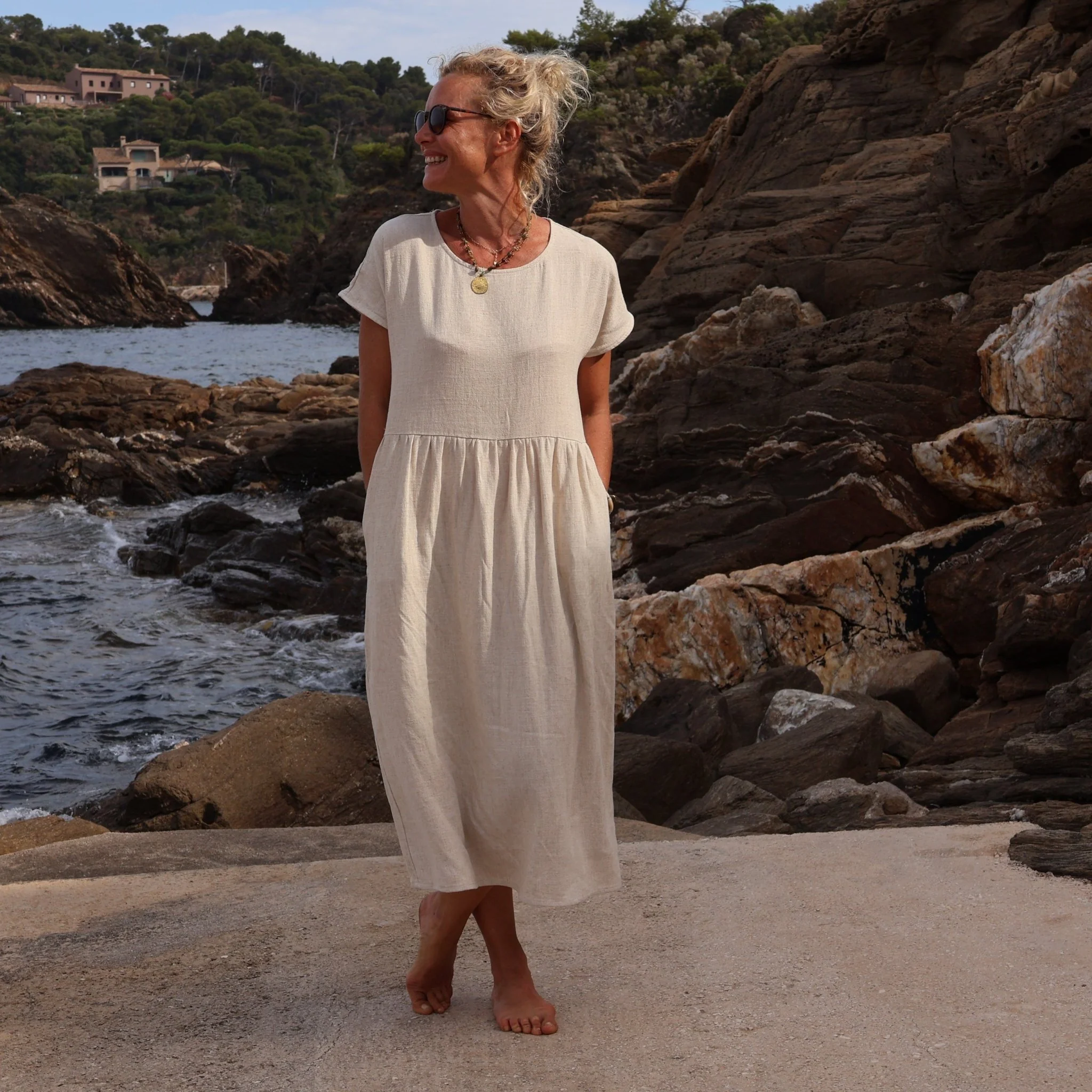 Robe Elsie en viscose/lin ficelle