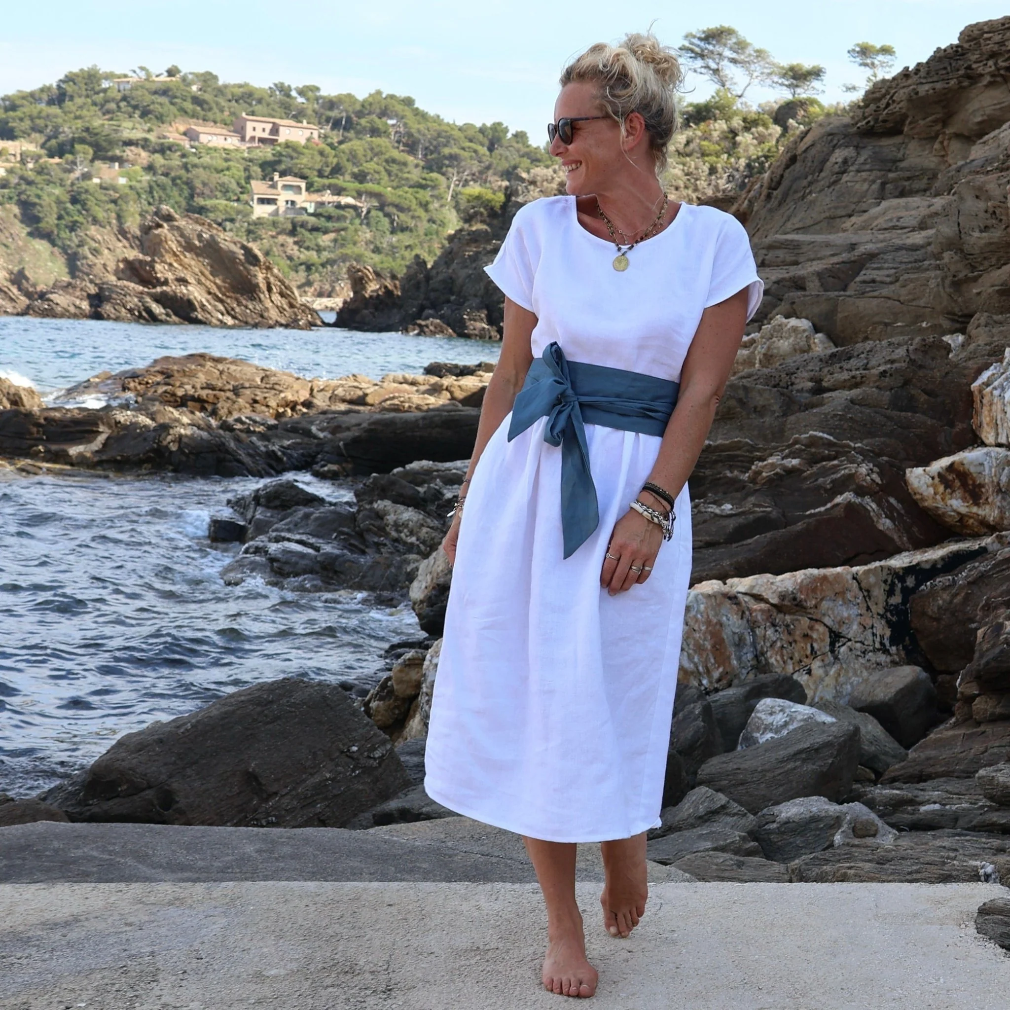 Robe Elsie lin blanc
