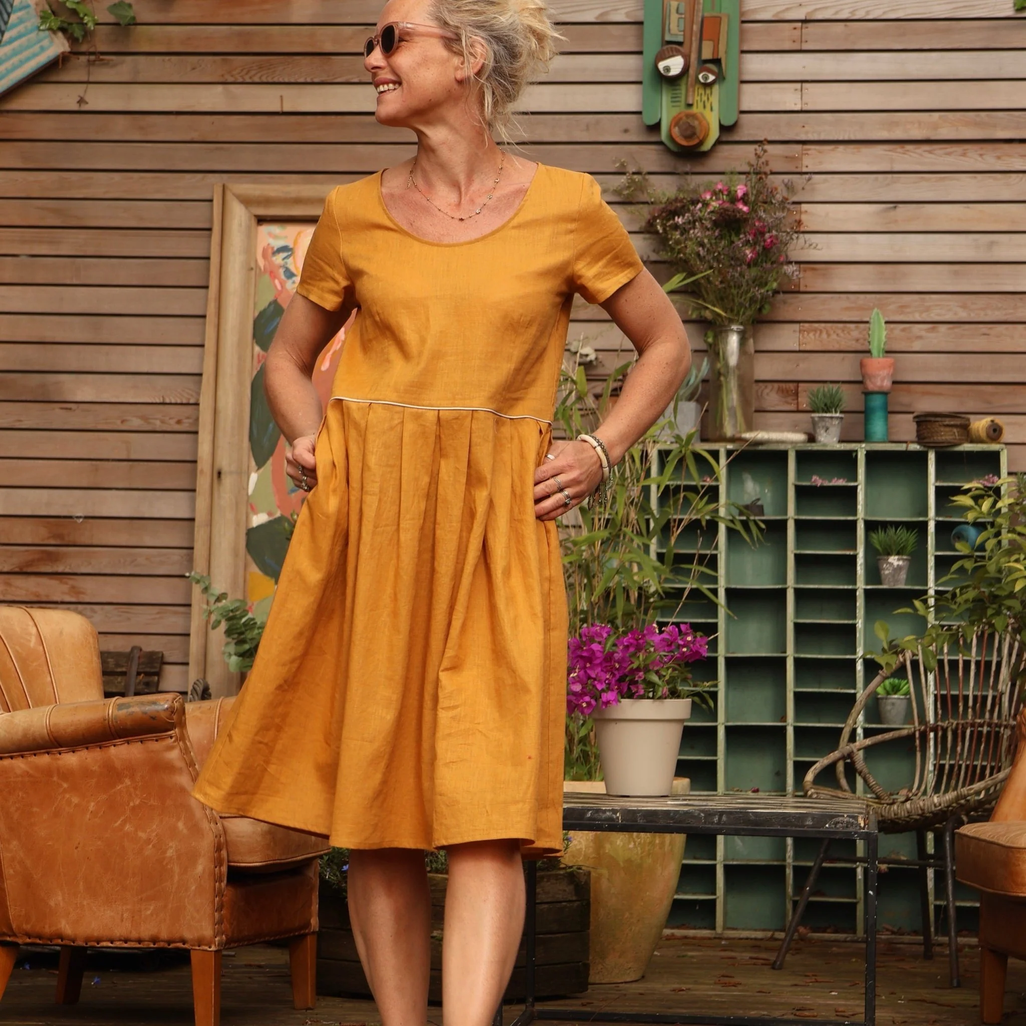Robe Emmy en lin ocre - Image 6