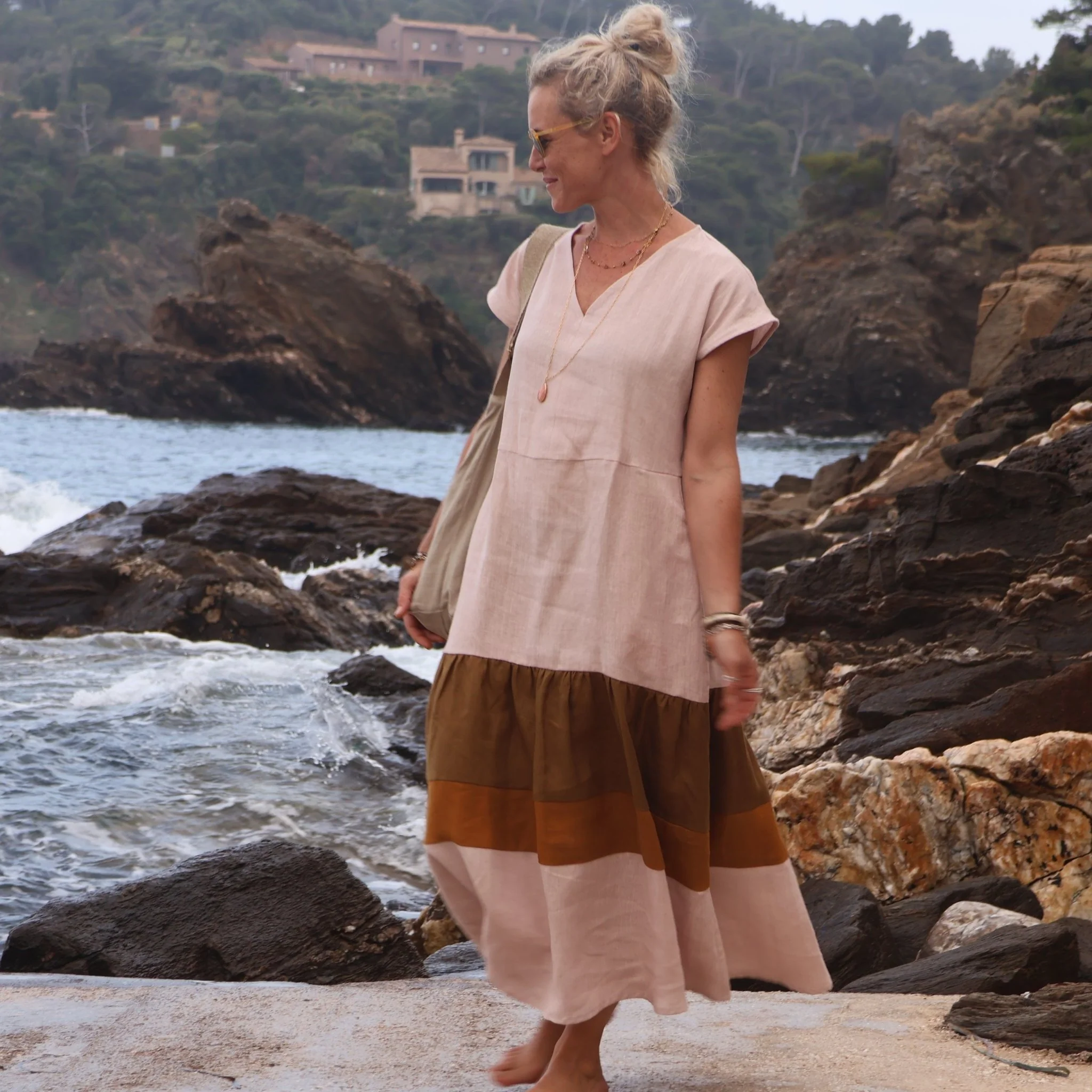 Robe Gitane - lin rose ocré