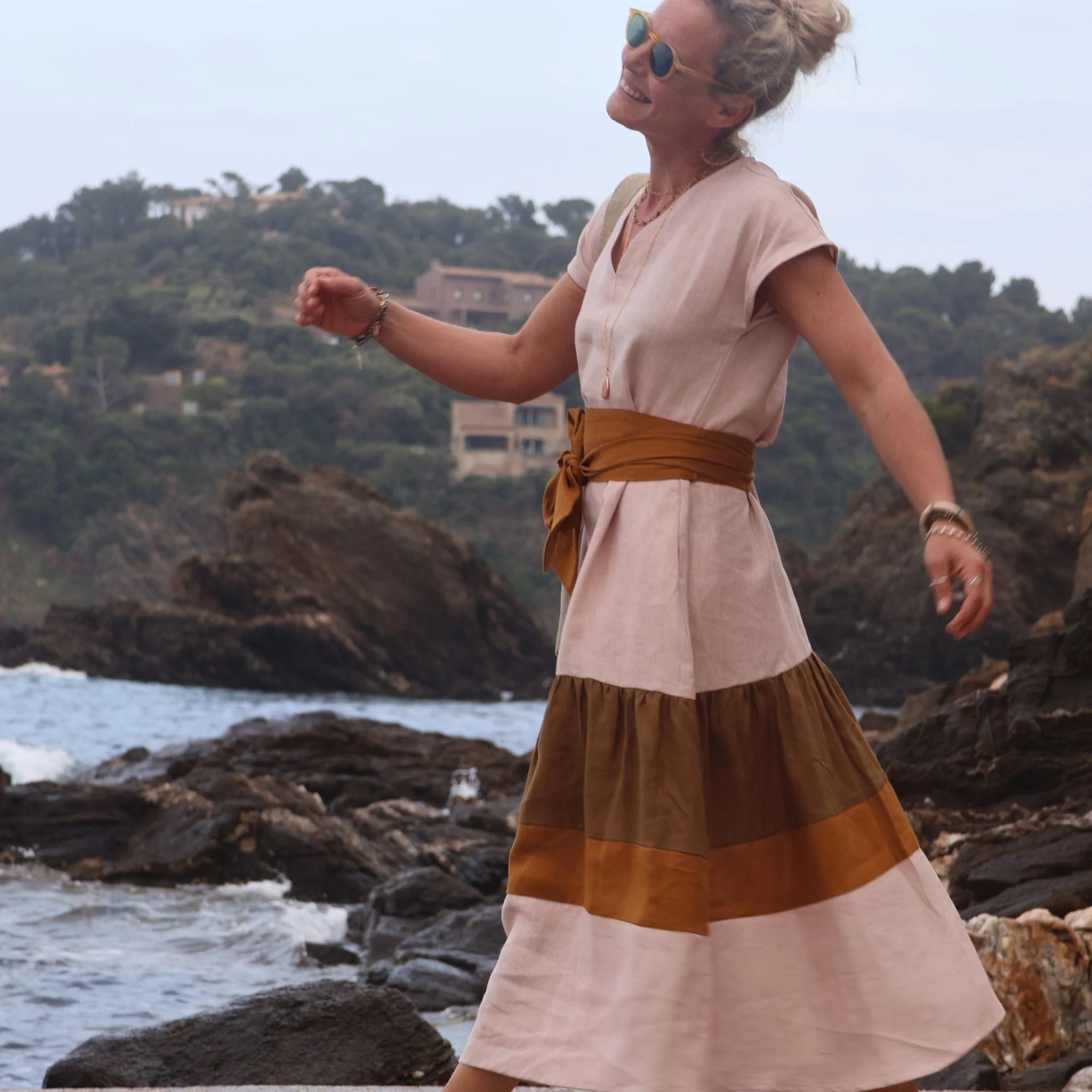 Robe Gitane - lin rose ocré - Image 2