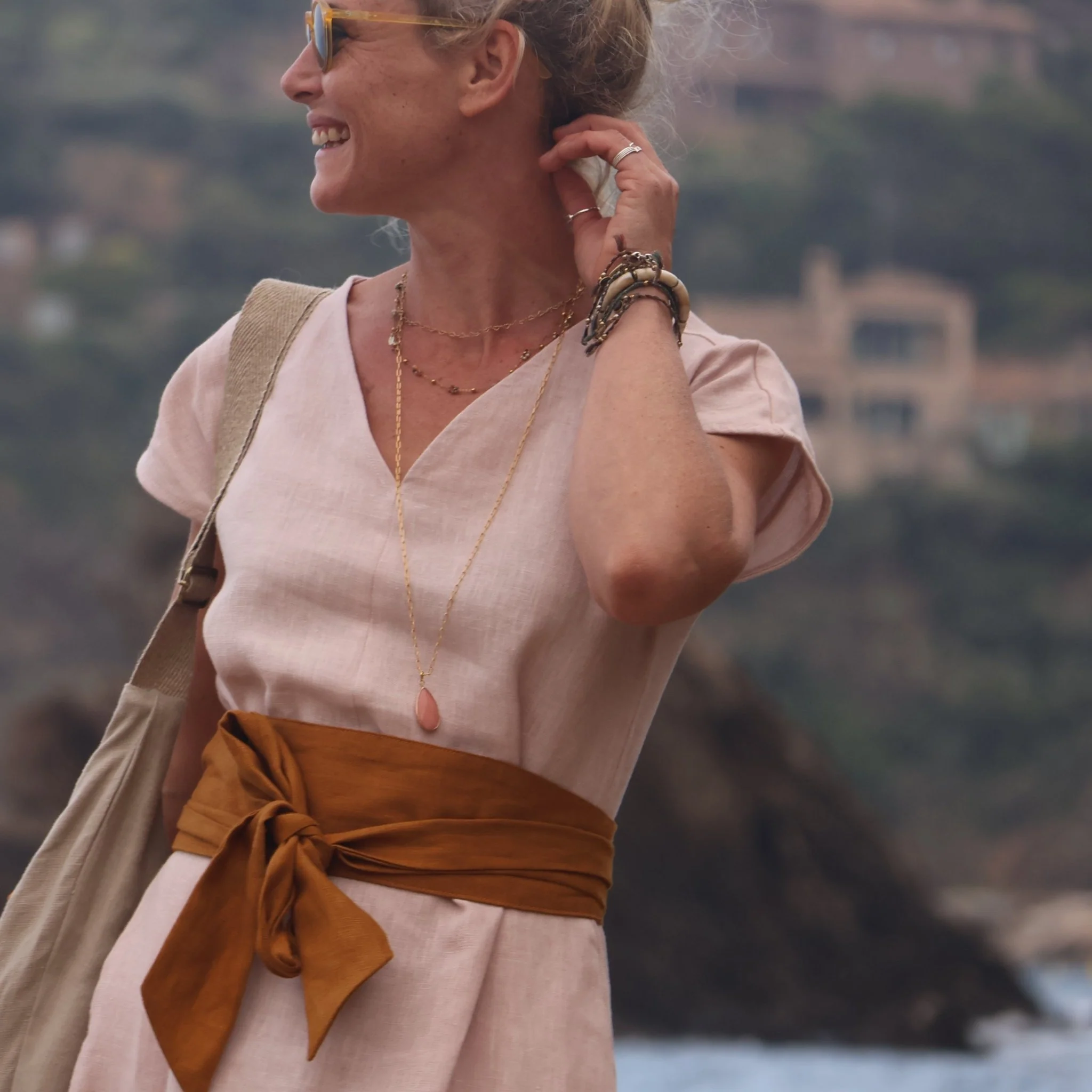 Robe Gitane - lin rose ocré - Image 3