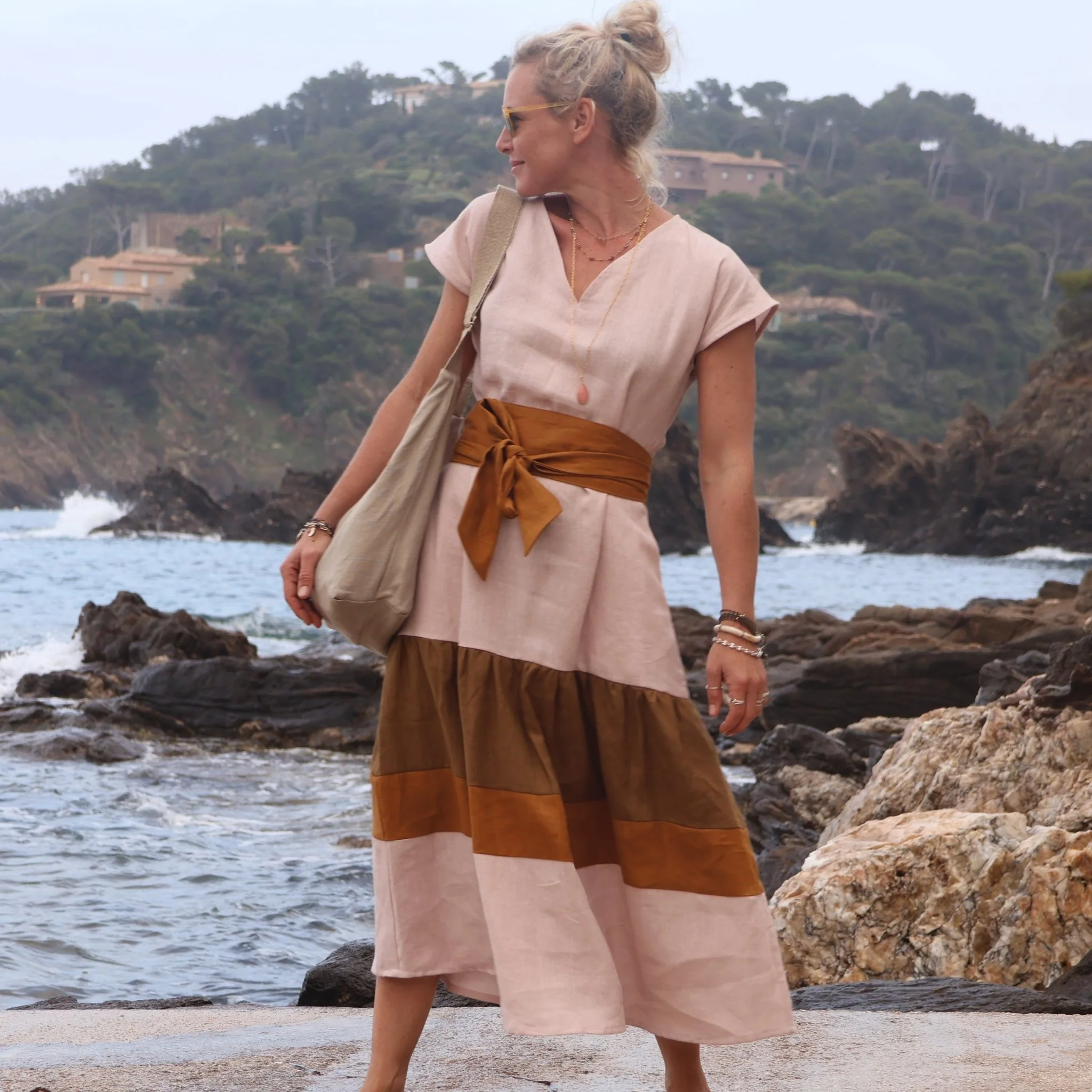 Robe Gitane - lin rose ocré - Image 5