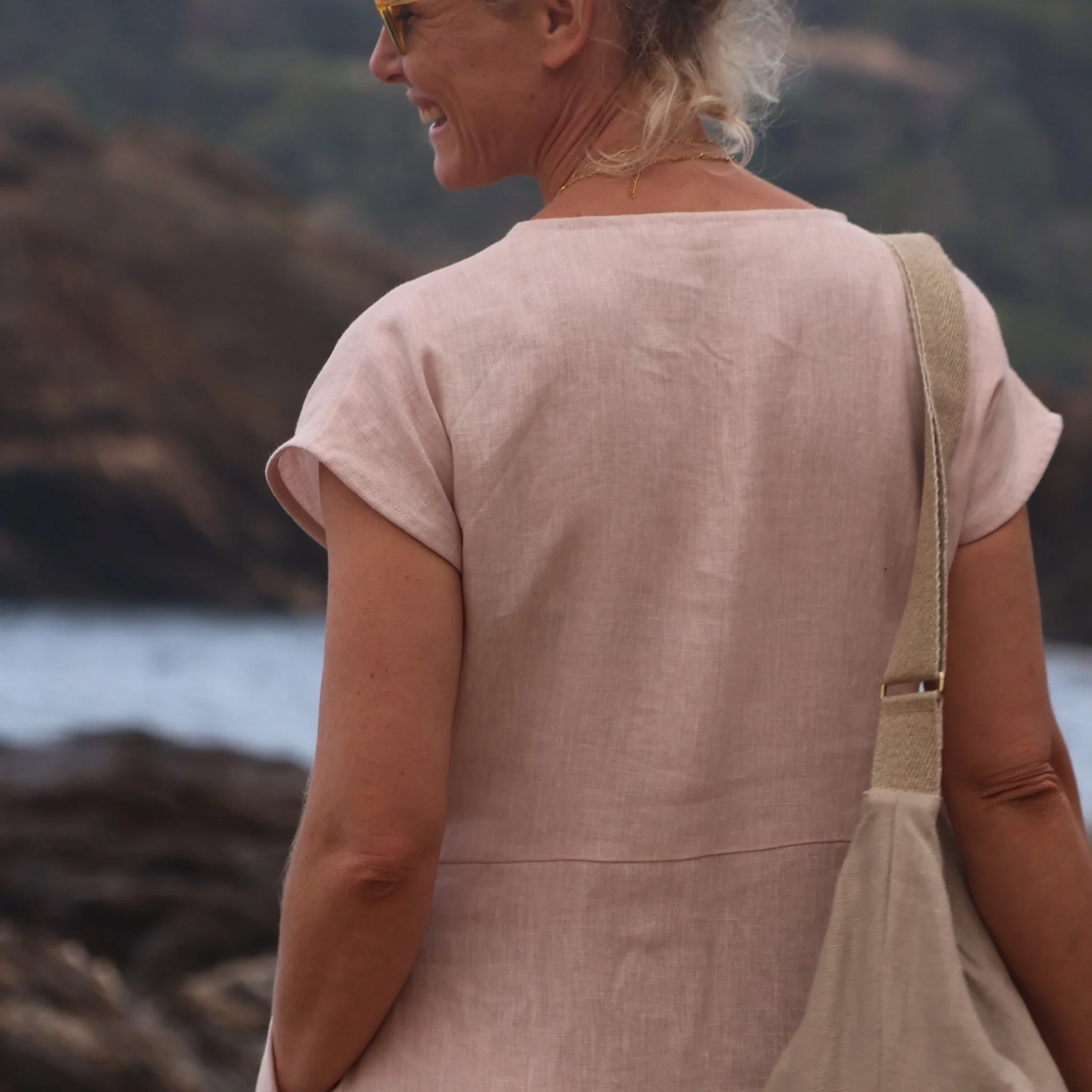 Robe Gitane - lin rose ocré - Image 8