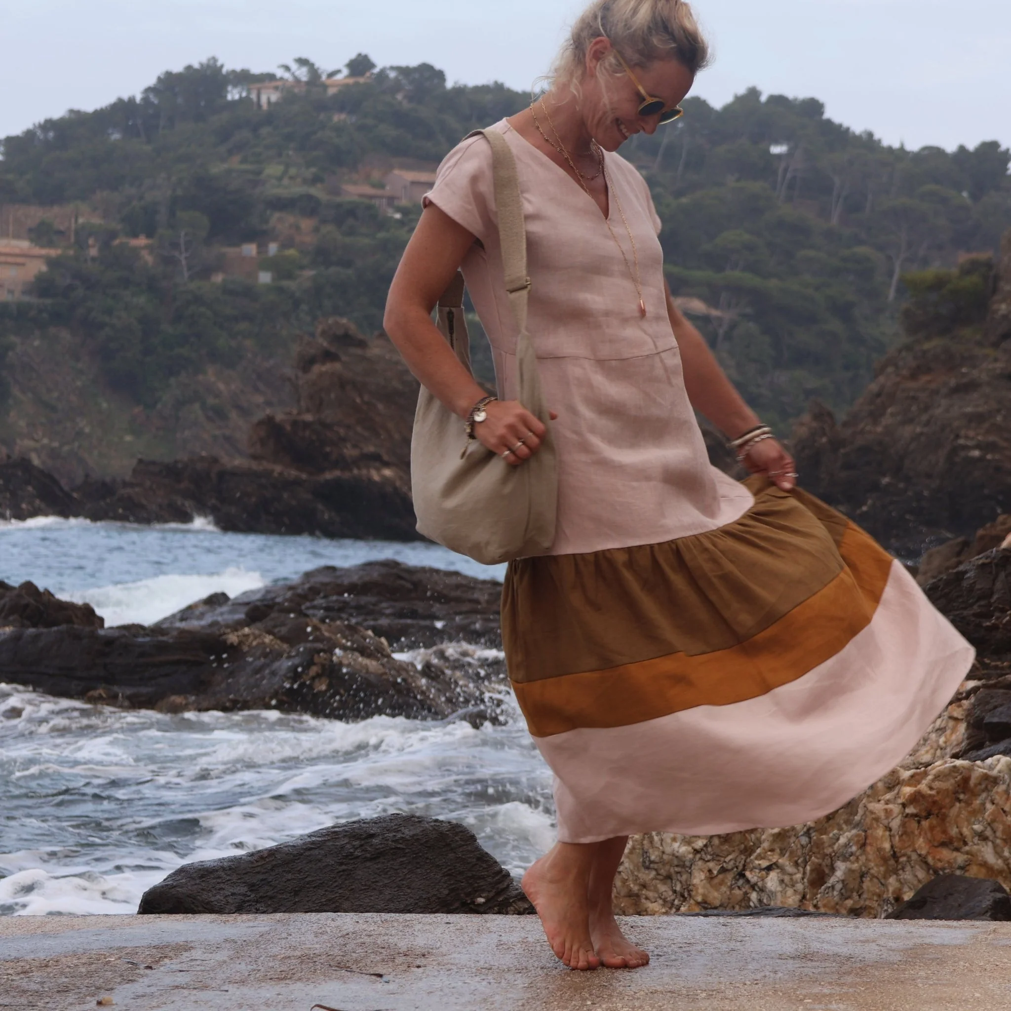Robe Gitane - lin rose ocré - Image 9