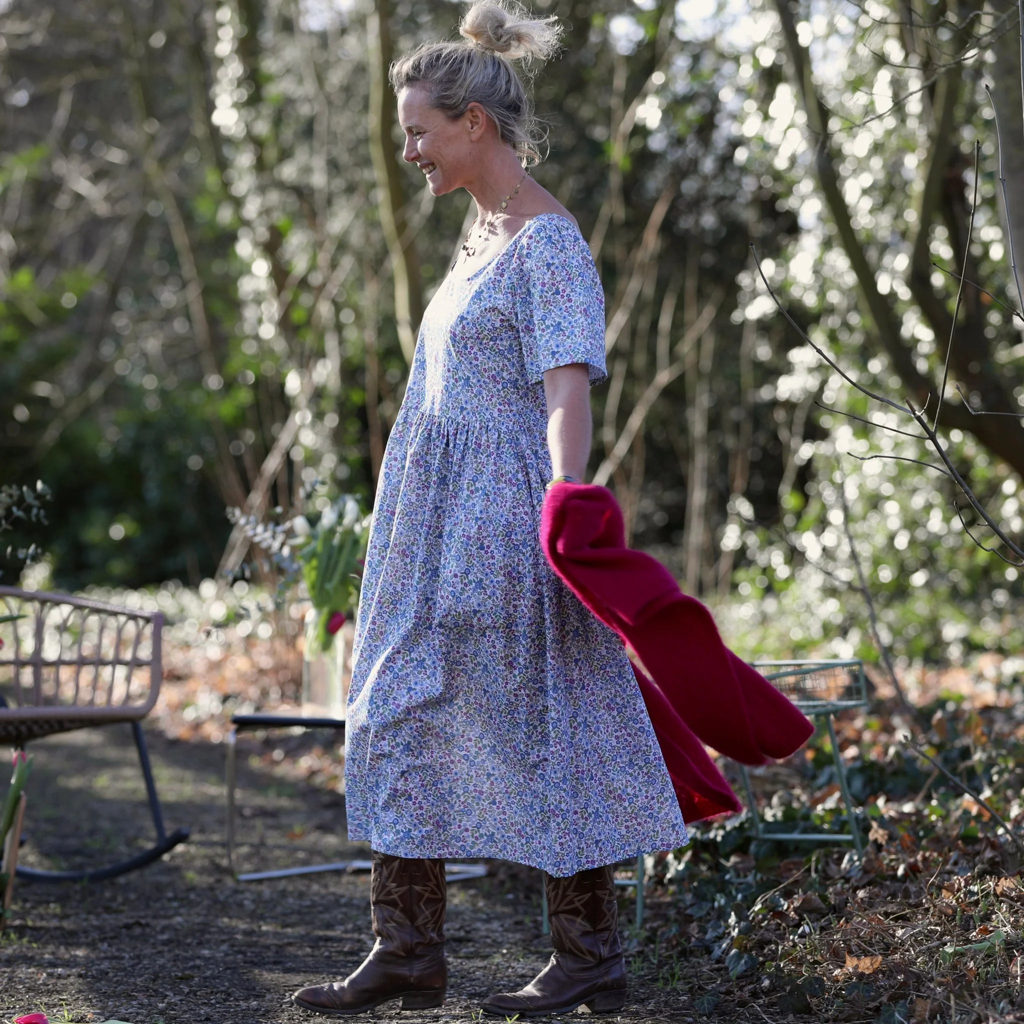 Robe Gwenaëlle - coton"Printemps bleu" - Image 5