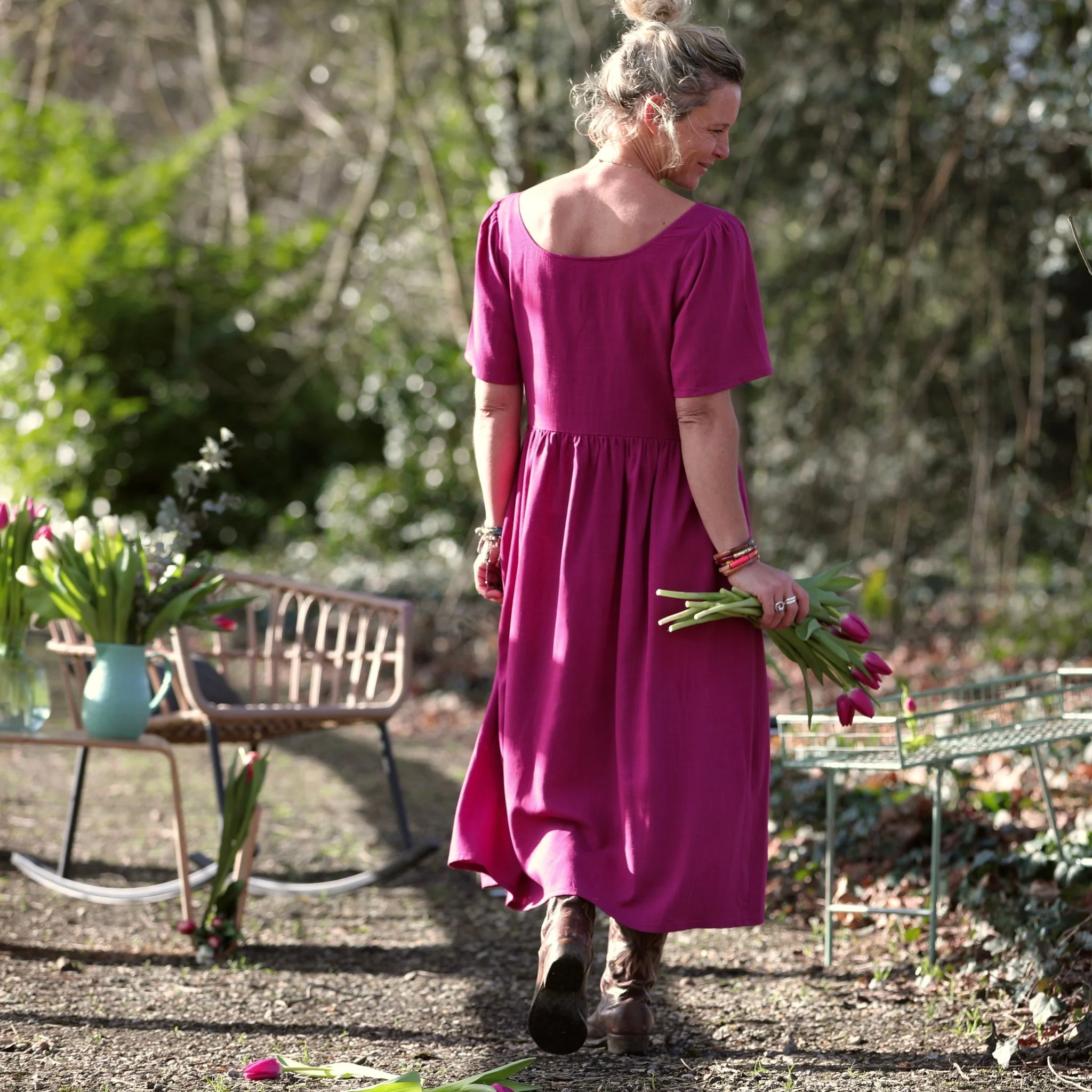 Robe Gwenaëlle - Coton-lin bougainvillier - Image 7