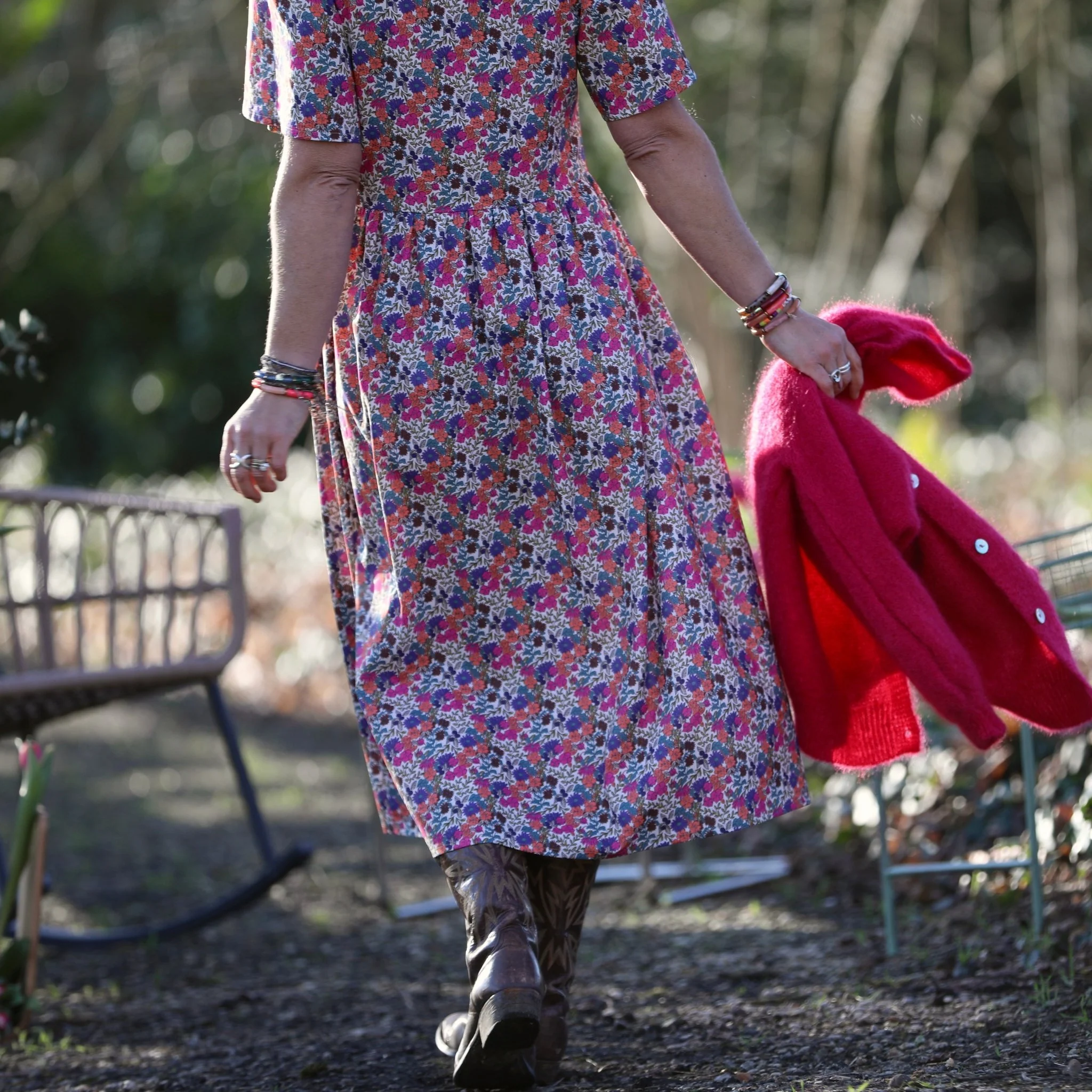 Robe Gwenaëlle - Coton fleuri Jardin Framboise - Image 3