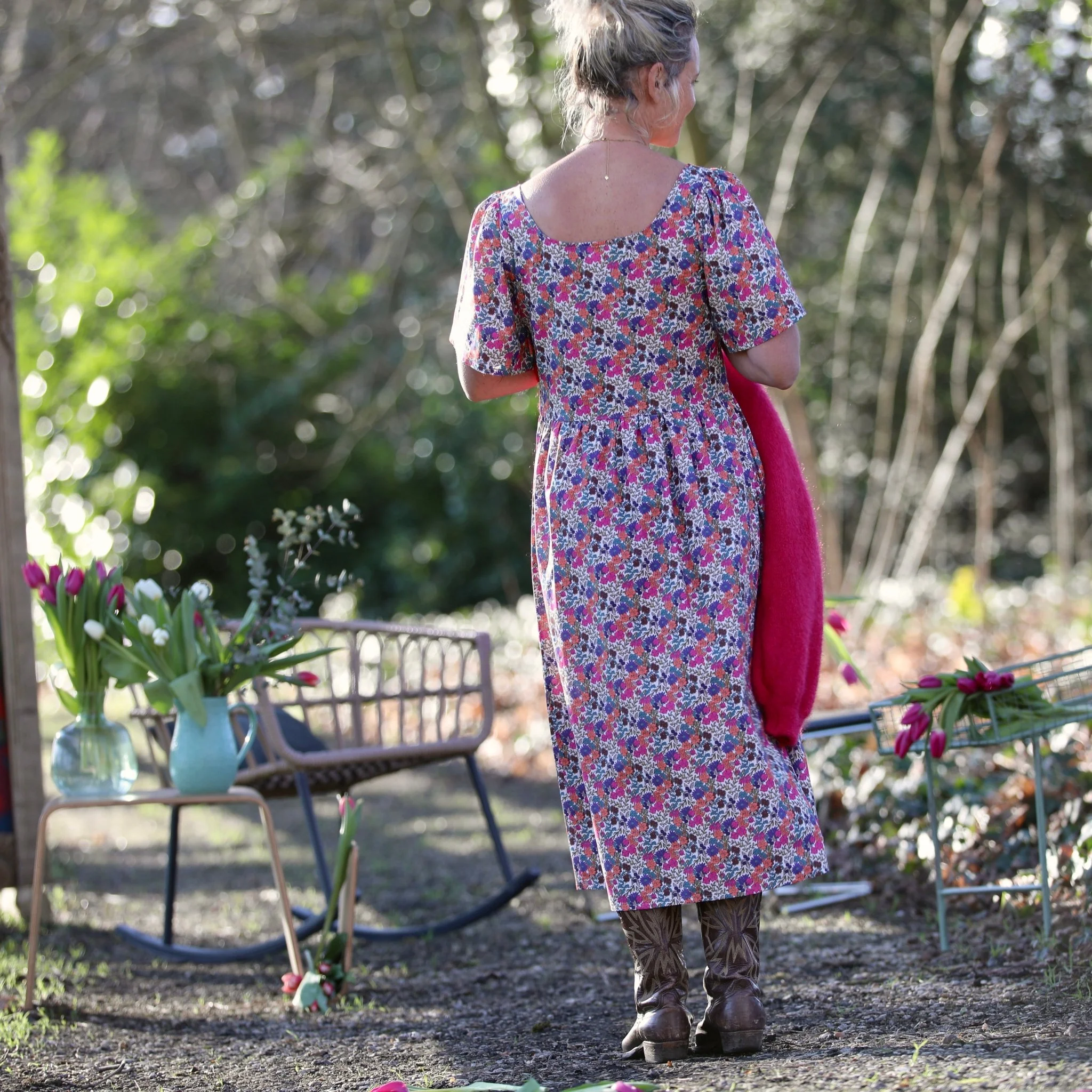 Robe Gwenaëlle - Coton fleuri Jardin Framboise - Image 6