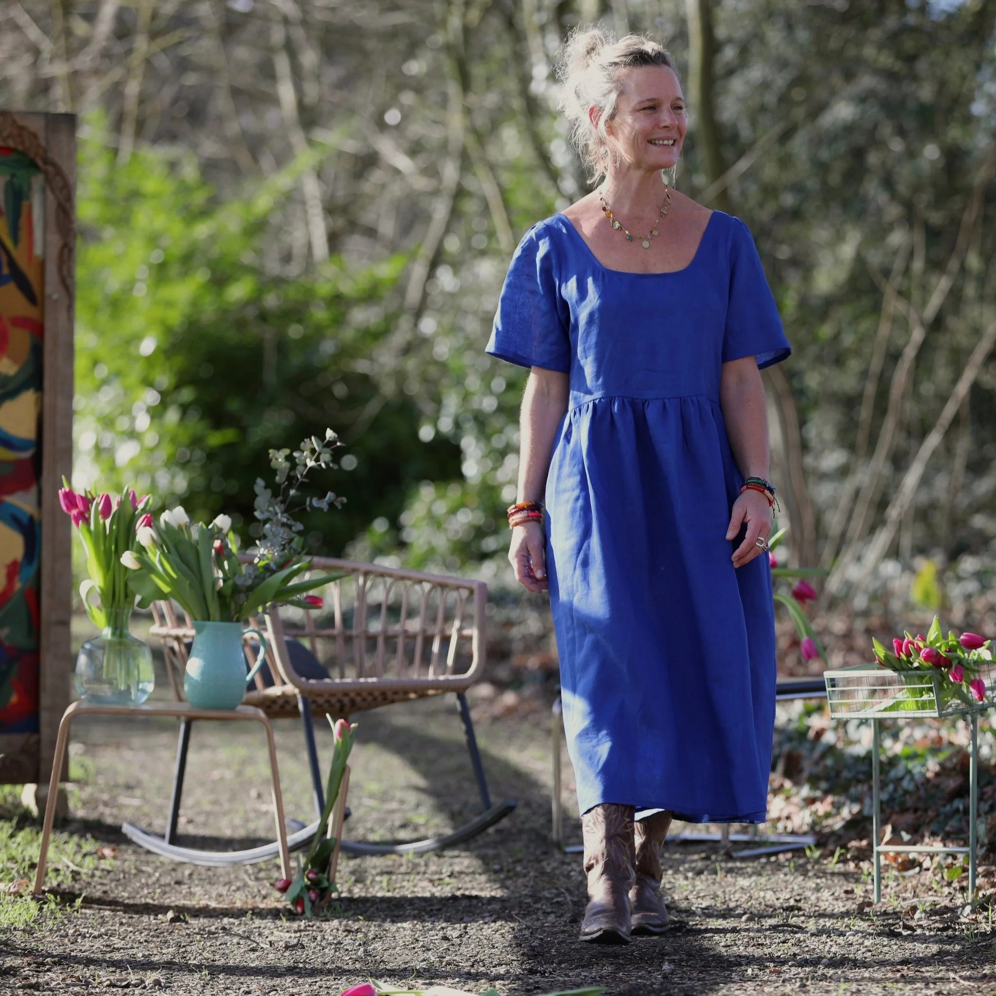 Robe Gwenaëlle - Lin bleu majorelle - Image 10