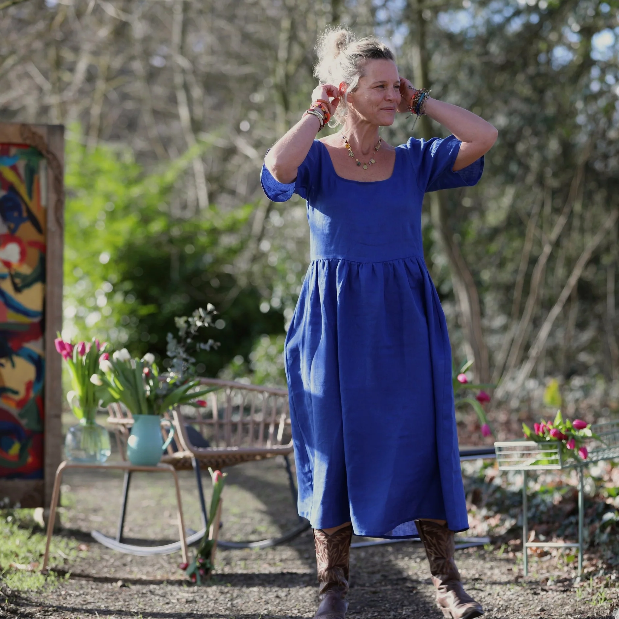 Robe Gwenaëlle - Lin bleu majorelle - Image 12