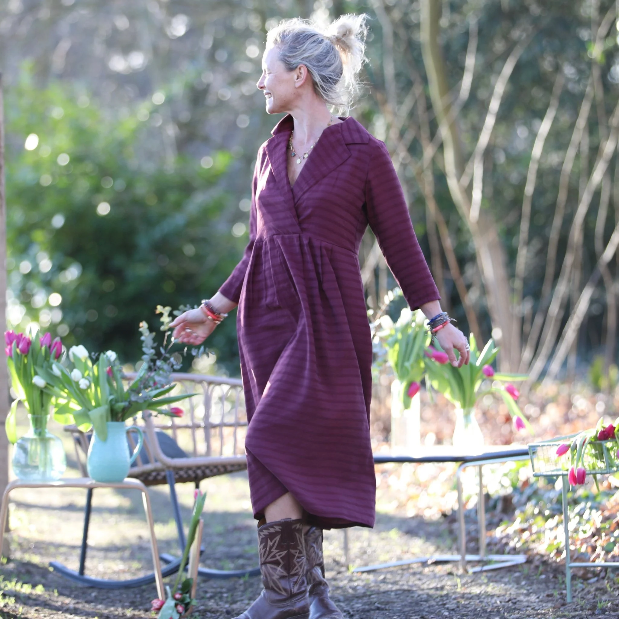 Robe Hazel- Lyocell texturé prune profonde - Image 4