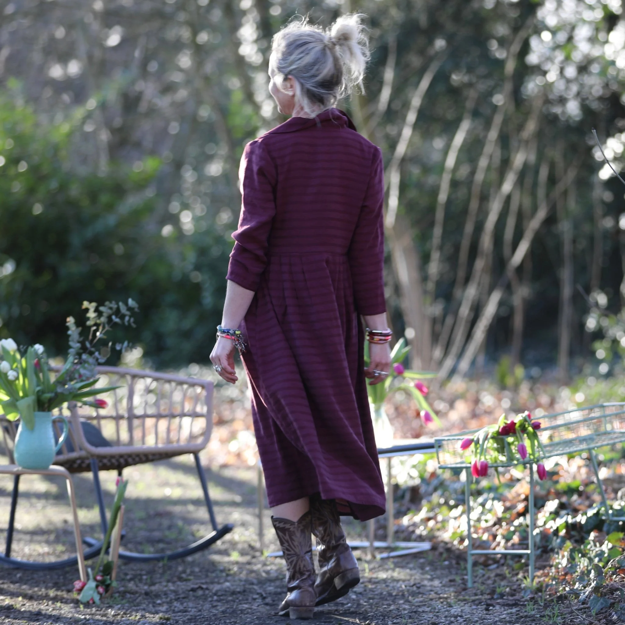 Robe Hazel- Lyocell texturé prune profonde - Image 6