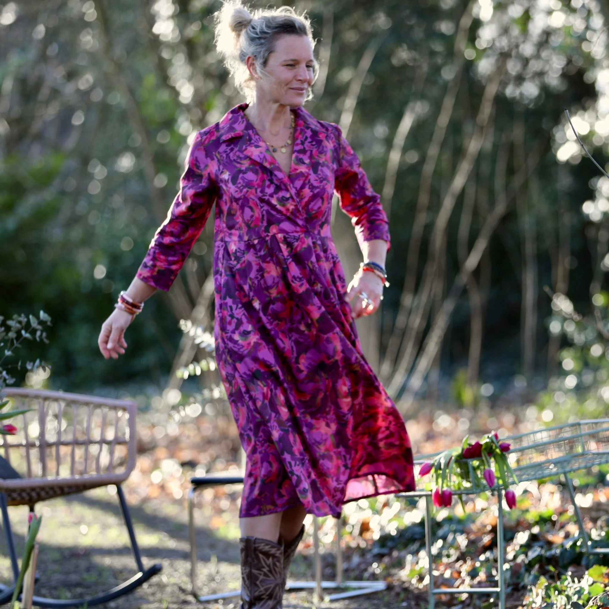 Robe Hazel- Satin de coton violet pictural - Image 4