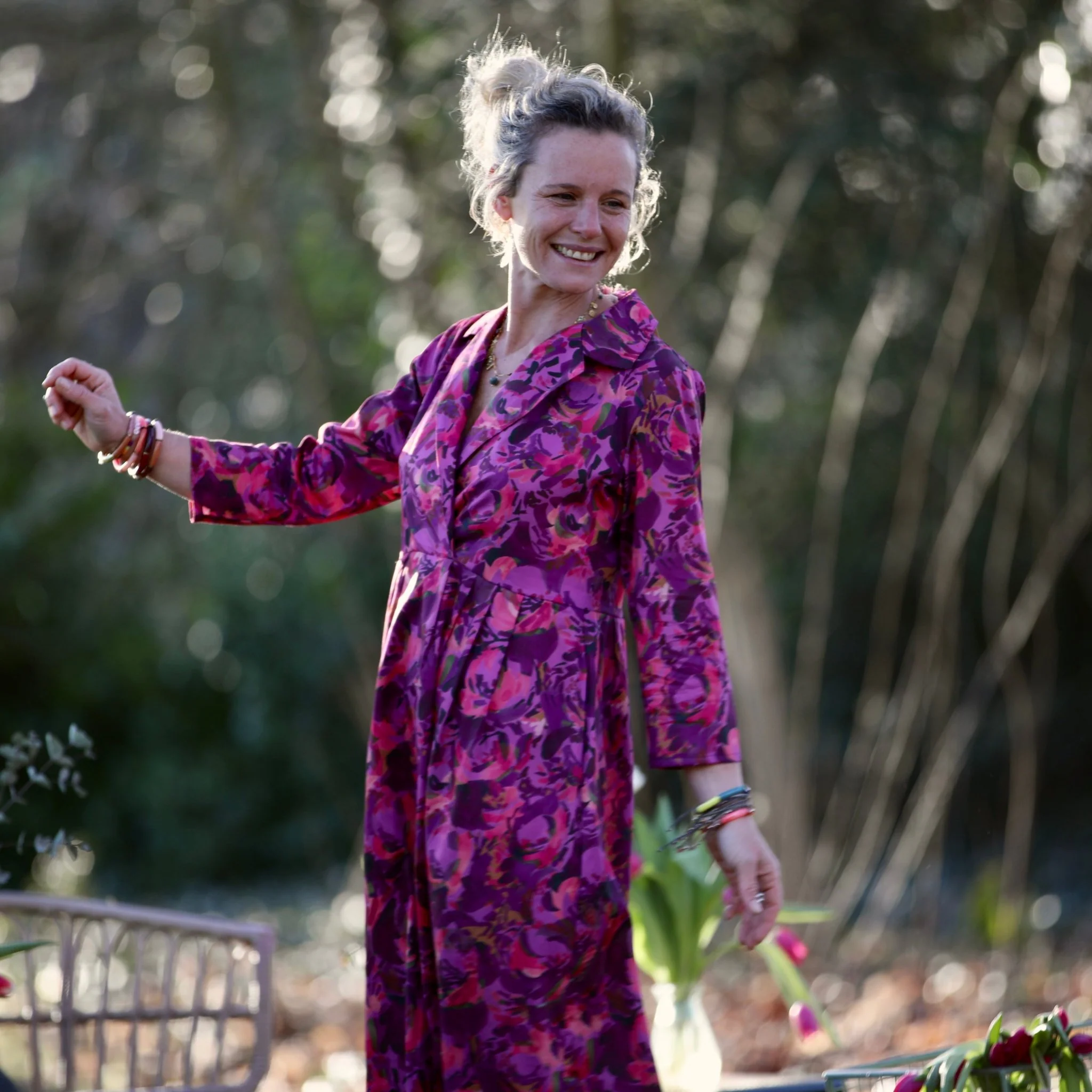 Robe Hazel- Satin de coton violet pictural - Image 5