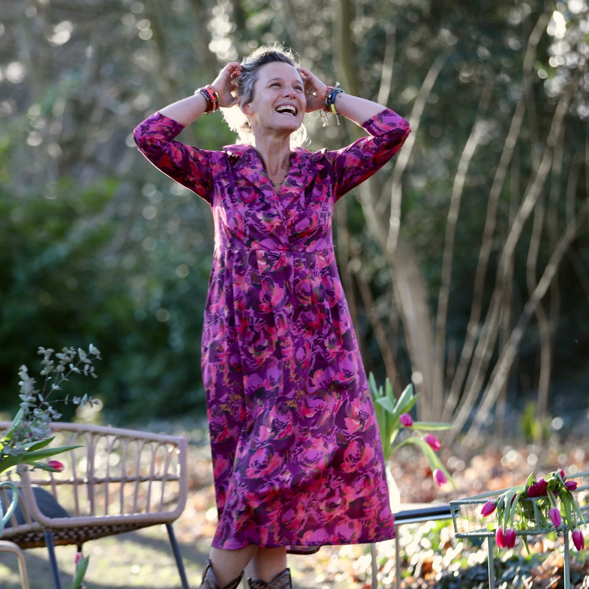 Robe Hazel- Satin de coton violet pictural - Image 6