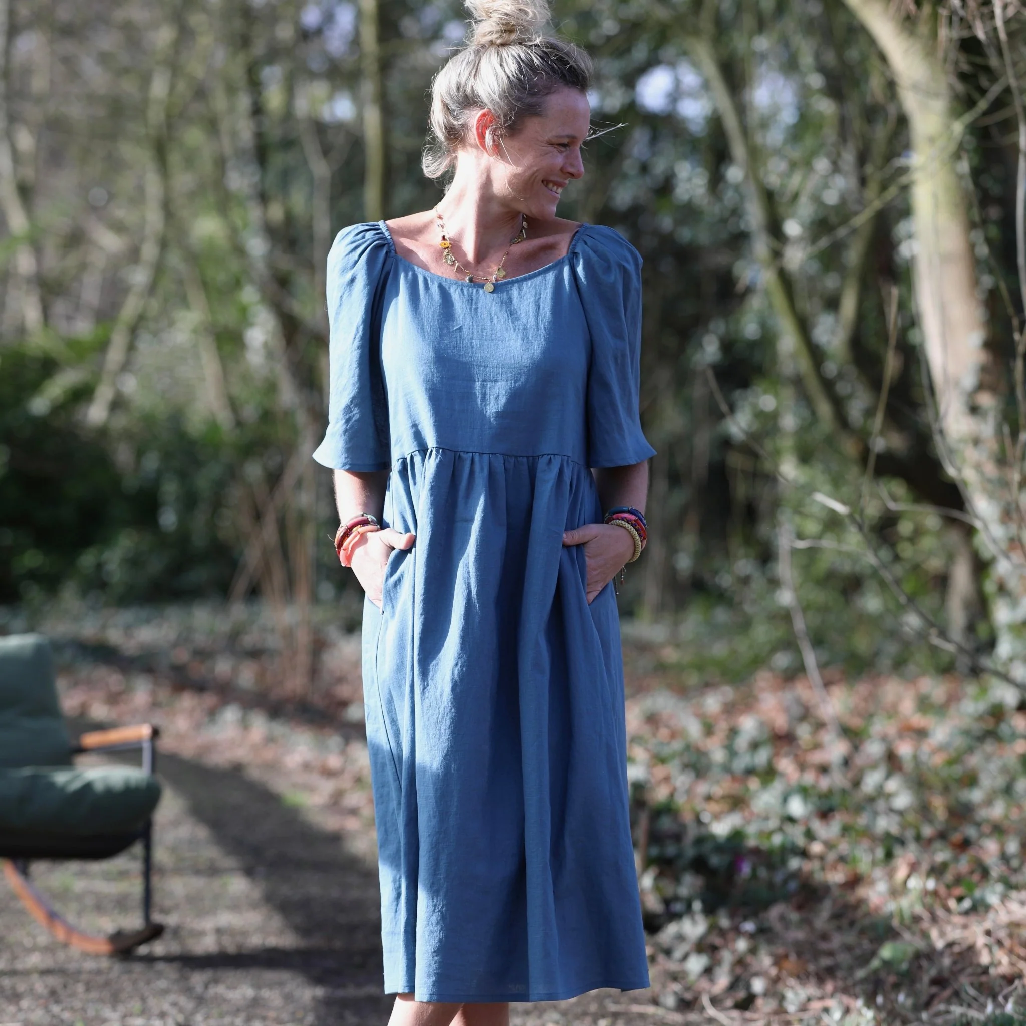 Robe Iloé – Lin bleu navy - Image 9