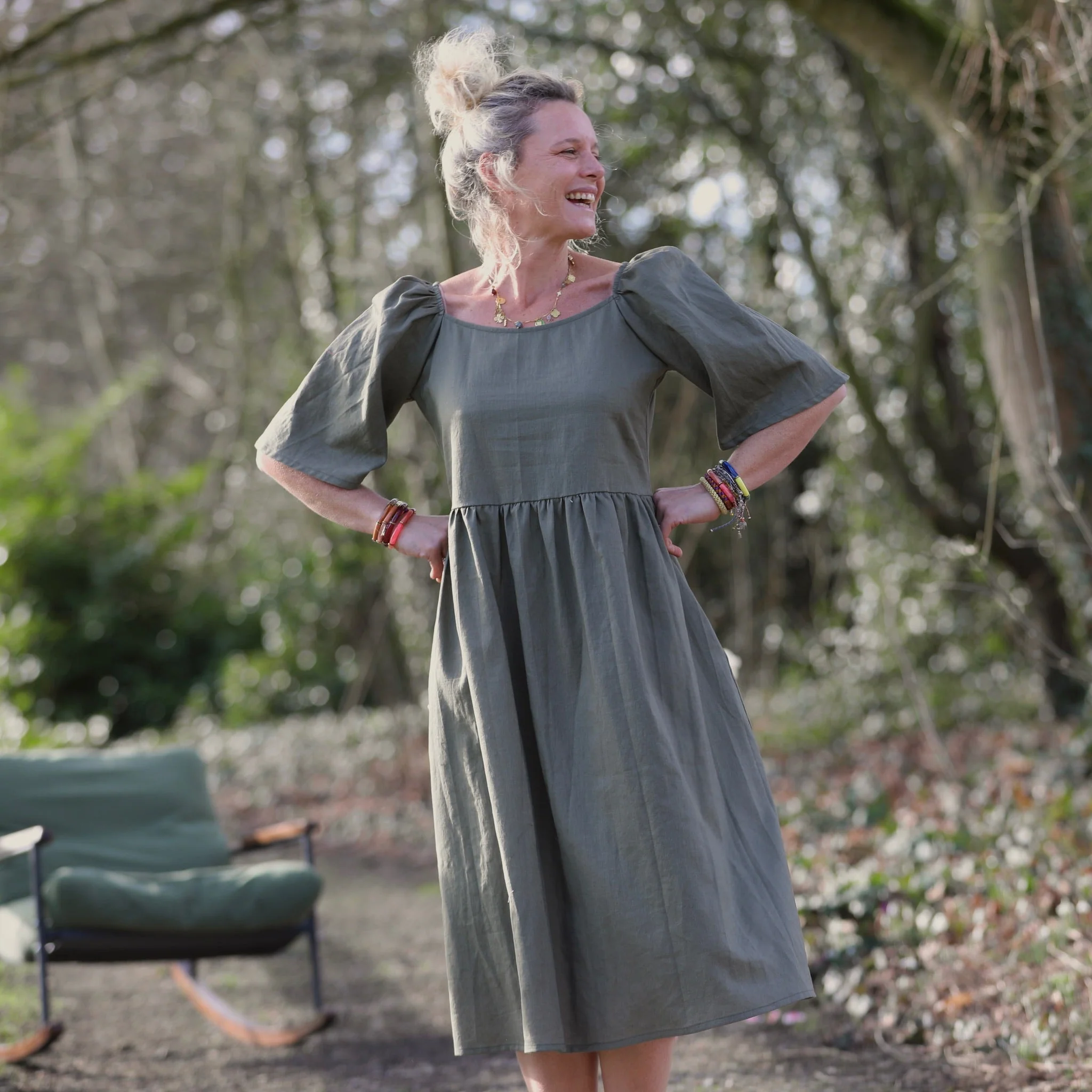 Robe Iloé – Lin kaki - Image 11