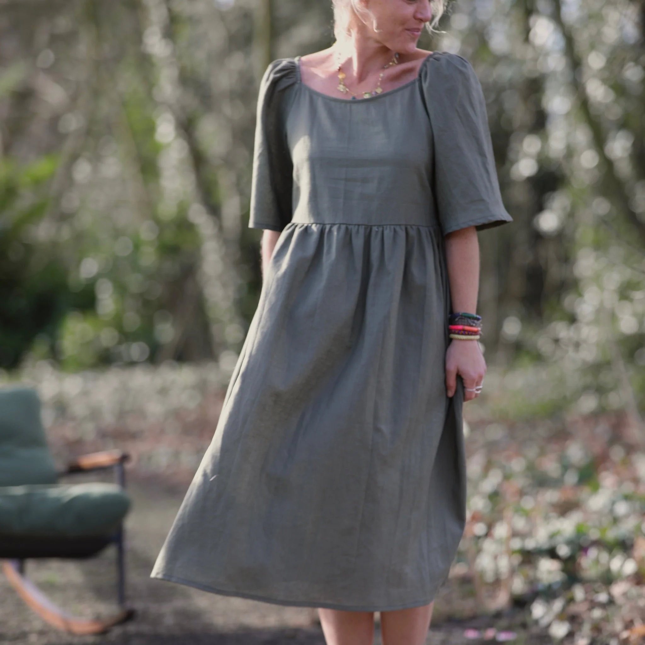 Robe Iloé – Lin kaki - Image 9