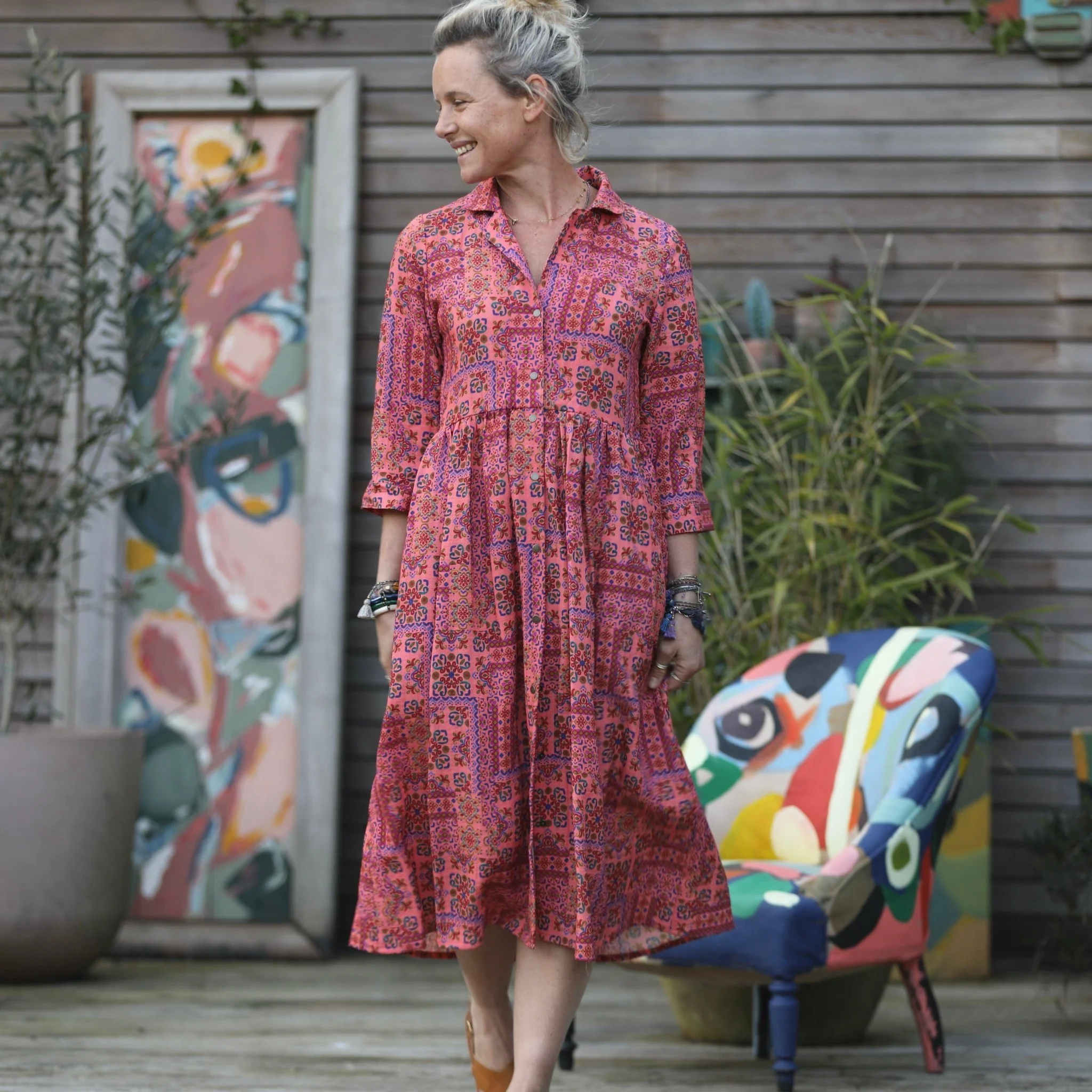Robe Julia manches 3/4 viscose géométrique pep's - Image 3