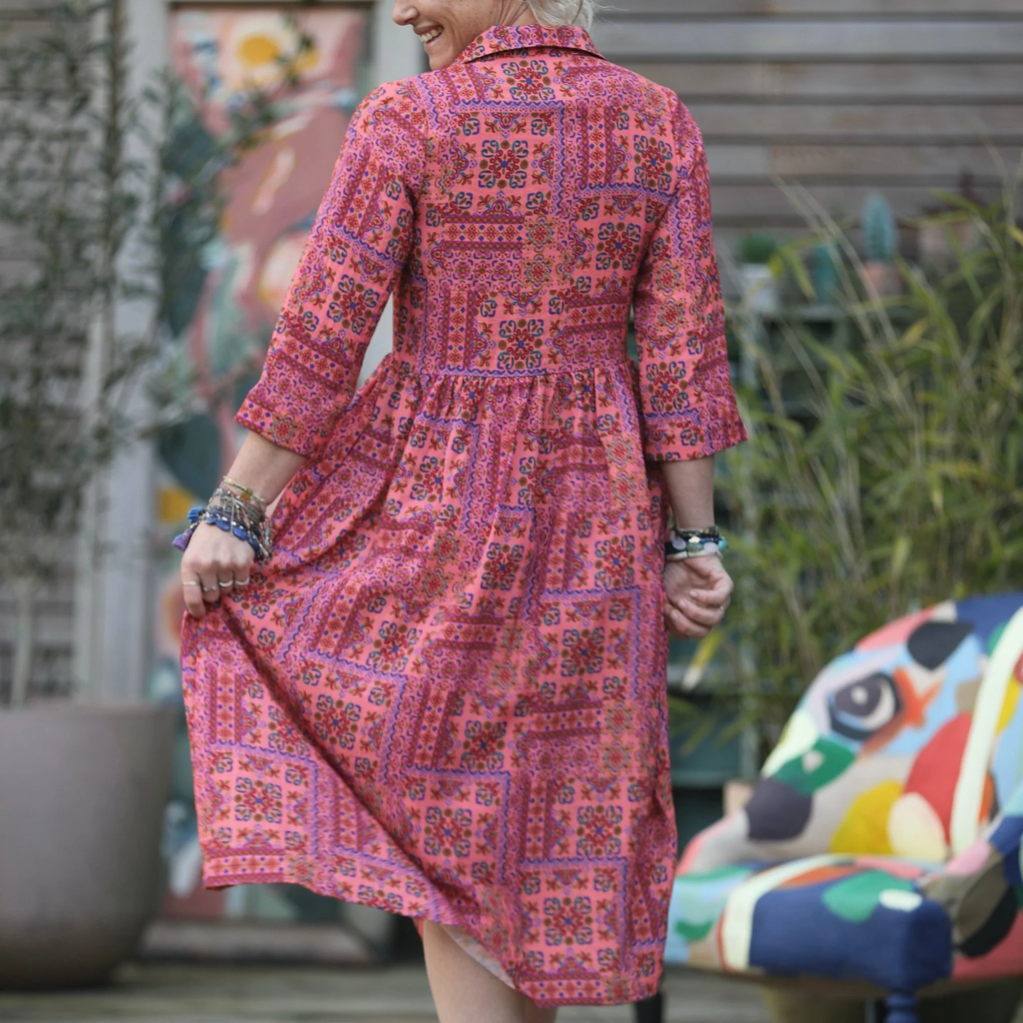 Robe Julia manches 3/4 viscose géométrique pep's - Image 4
