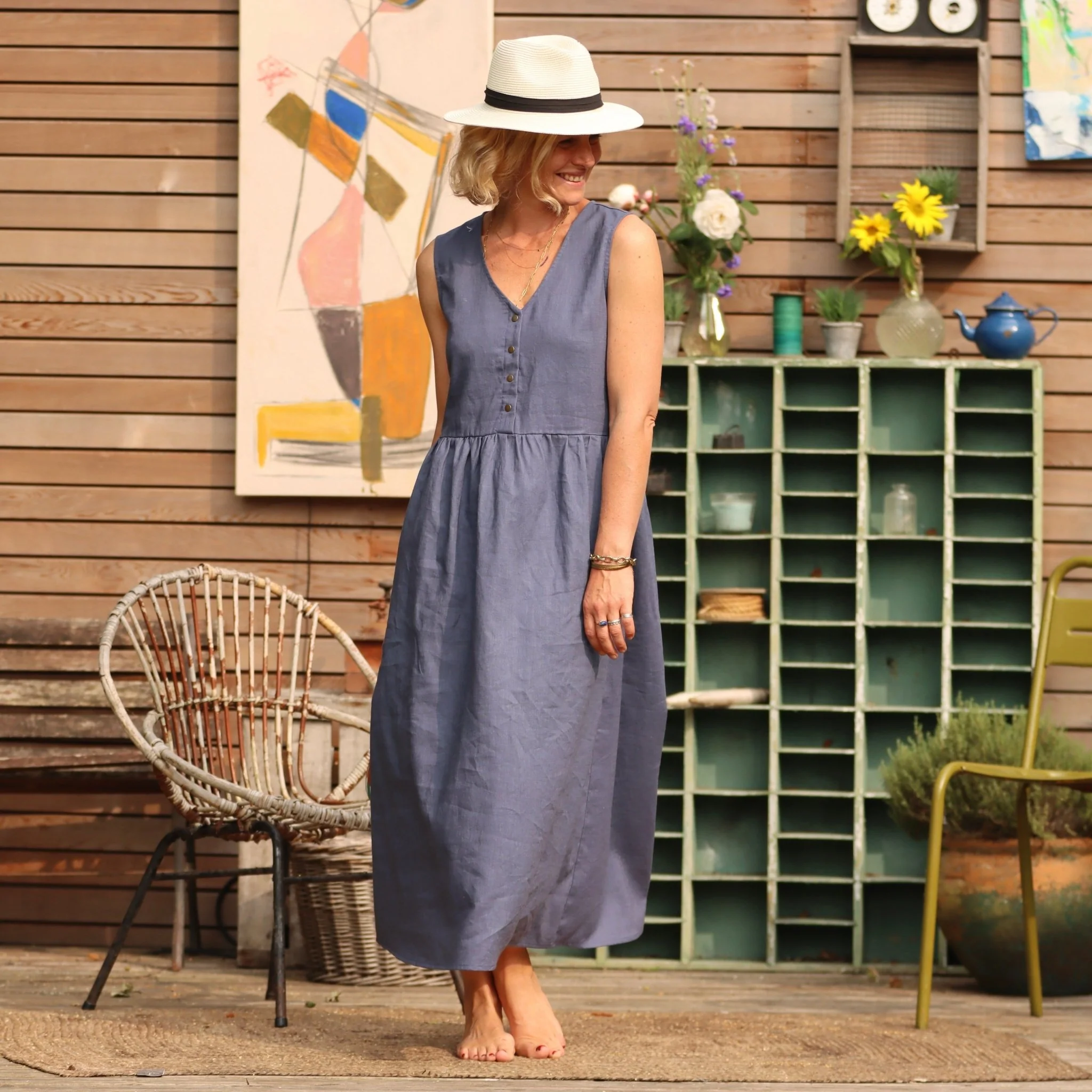 Robe Julie - Lin bleu lavande