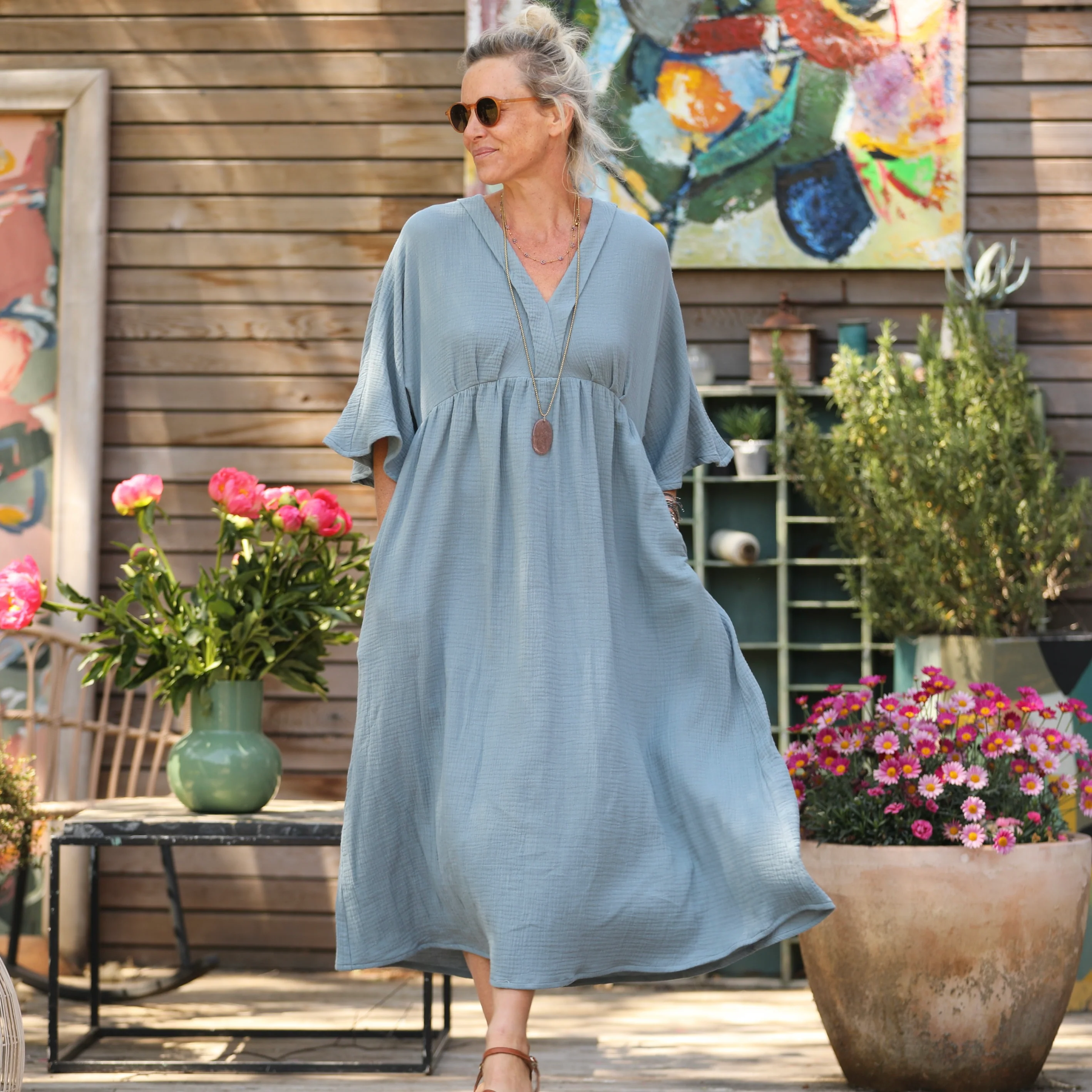 Robe Kalaya - double gaze de coton bleu navy - Image 8