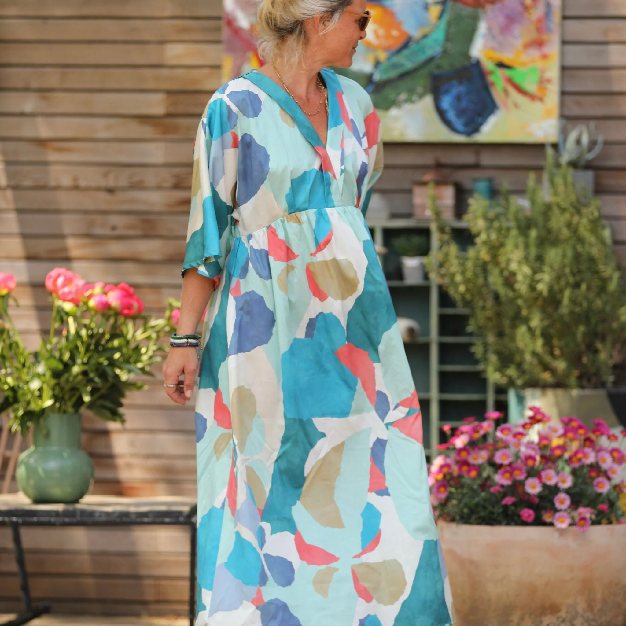 Robe Kalaya - satin de coton Aquarelle boréale - Image 4