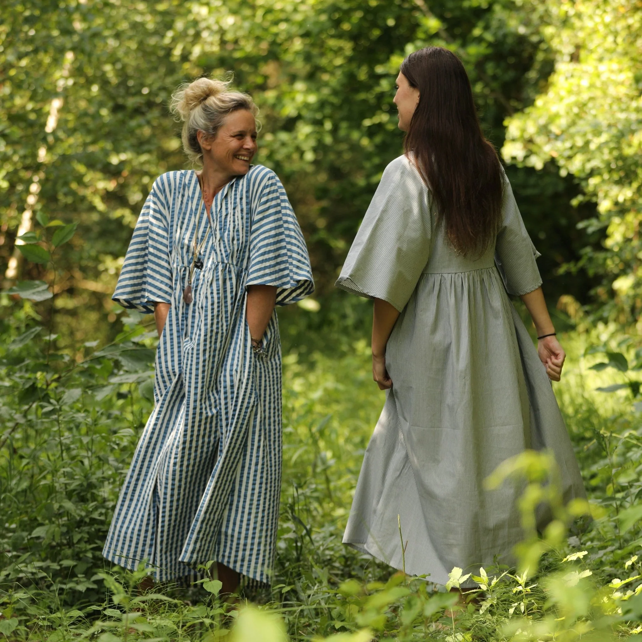 Robe Kalaya - seersucker de coton rayé bleu - Image 9