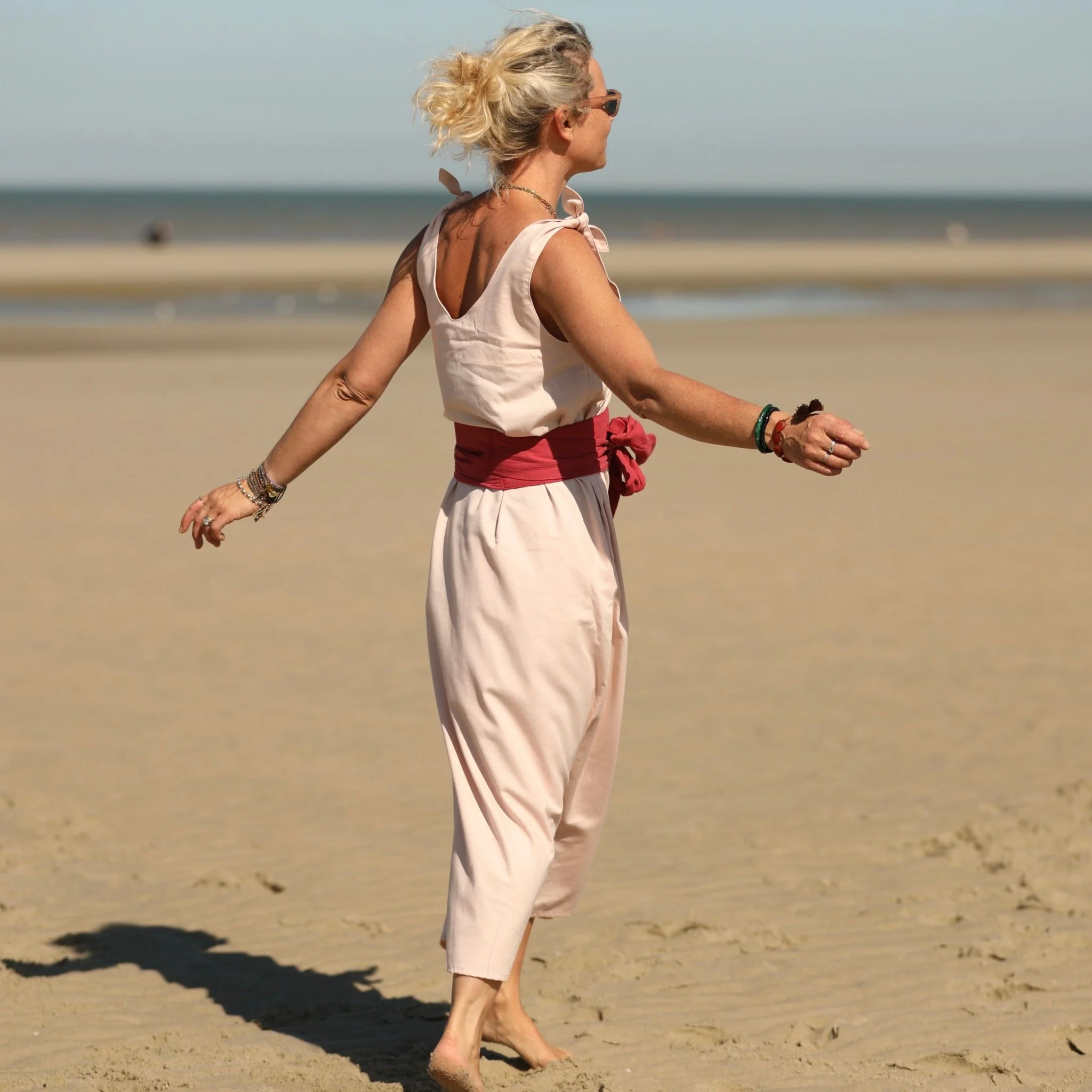Robe Laëtitia - coton chiné rose poudré - Image 8