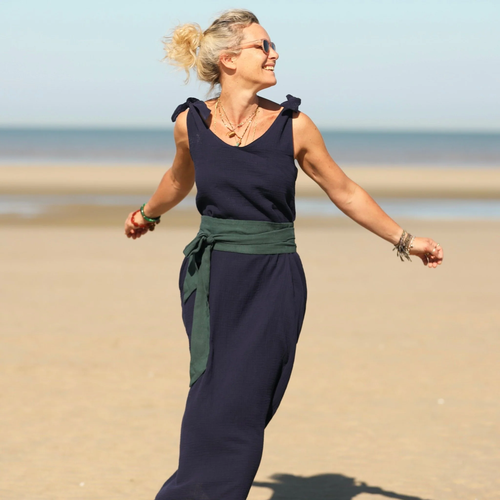 Robe Laëtitia - double gaze de coton bleu nuit - Image 7