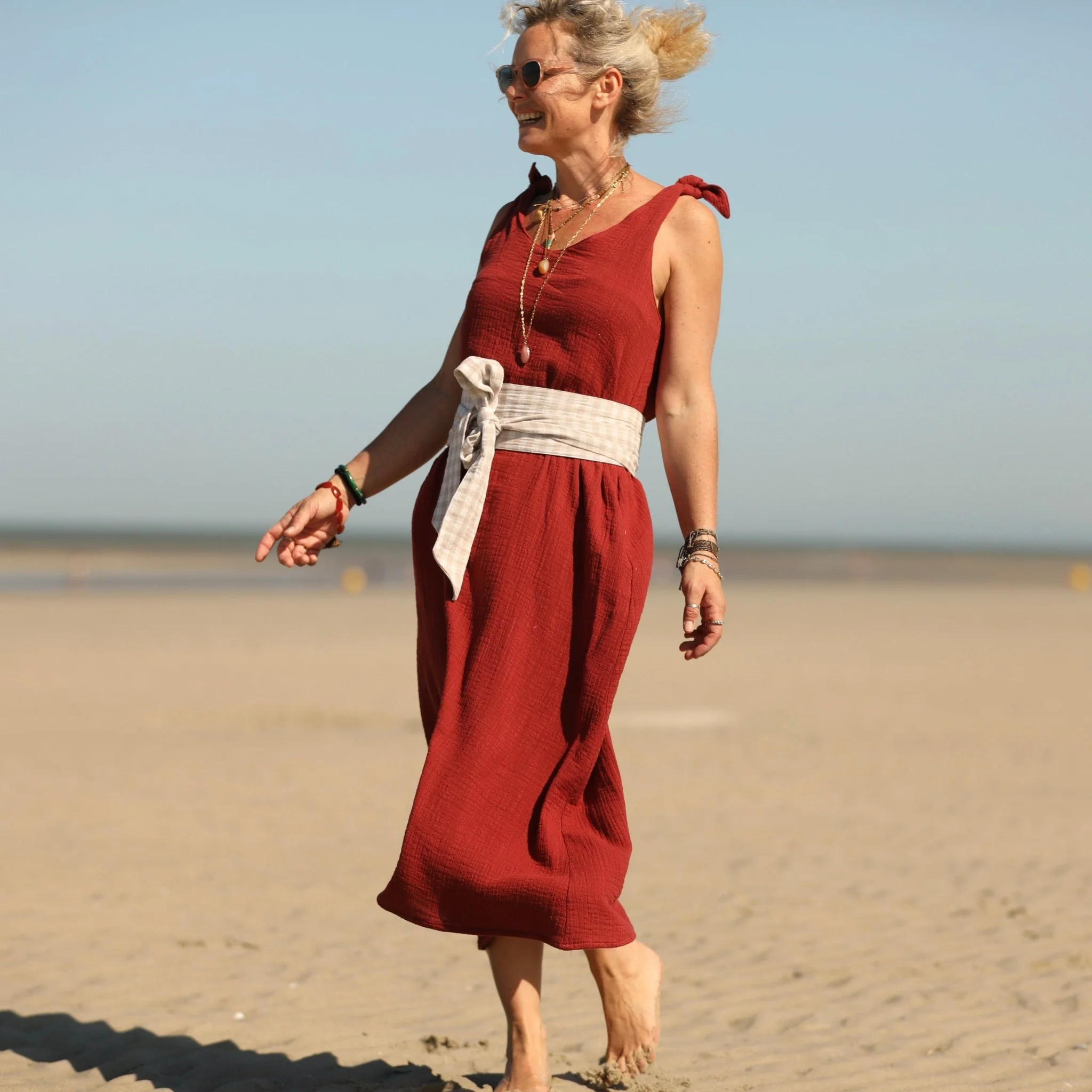 Robe Laëtitia - double gaze de coton flammée terre de Sienne - Image 3