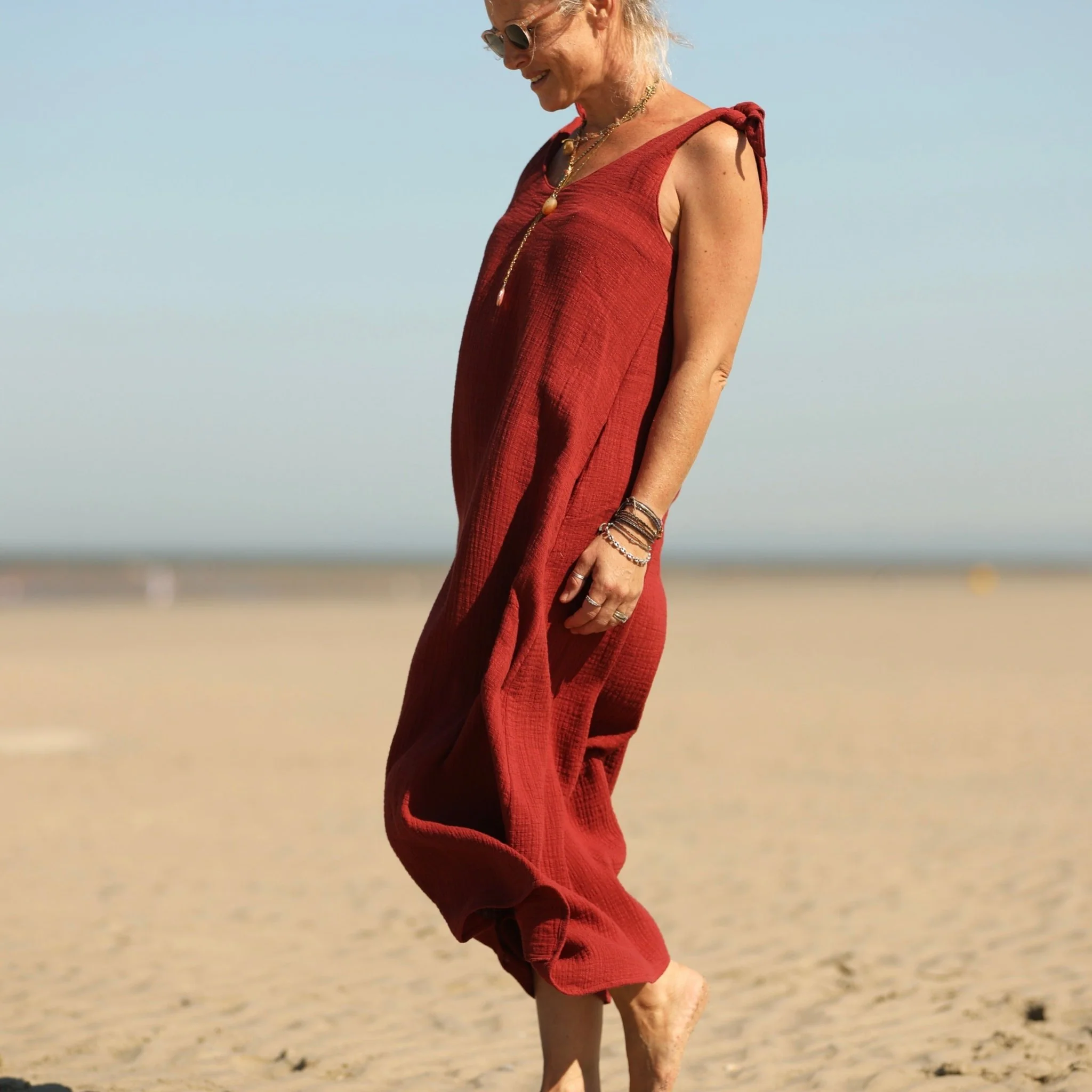 Robe Laëtitia - double gaze de coton flammée terre de Sienne - Image 6