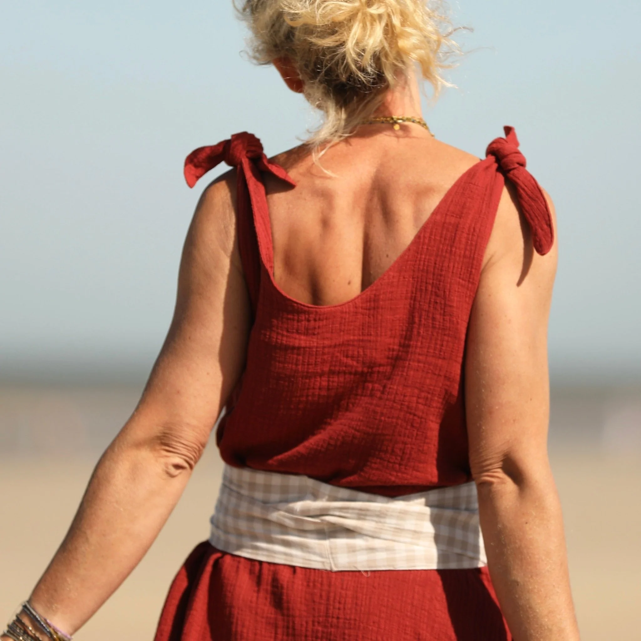 Robe Laëtitia - double gaze de coton flammée terre de Sienne - Image 7