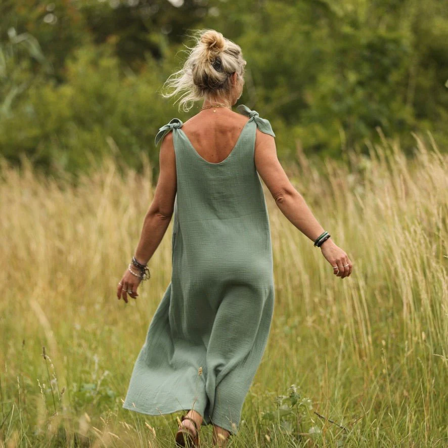Robe Laëtitia - double gaze de coton vert aqua - Image 6
