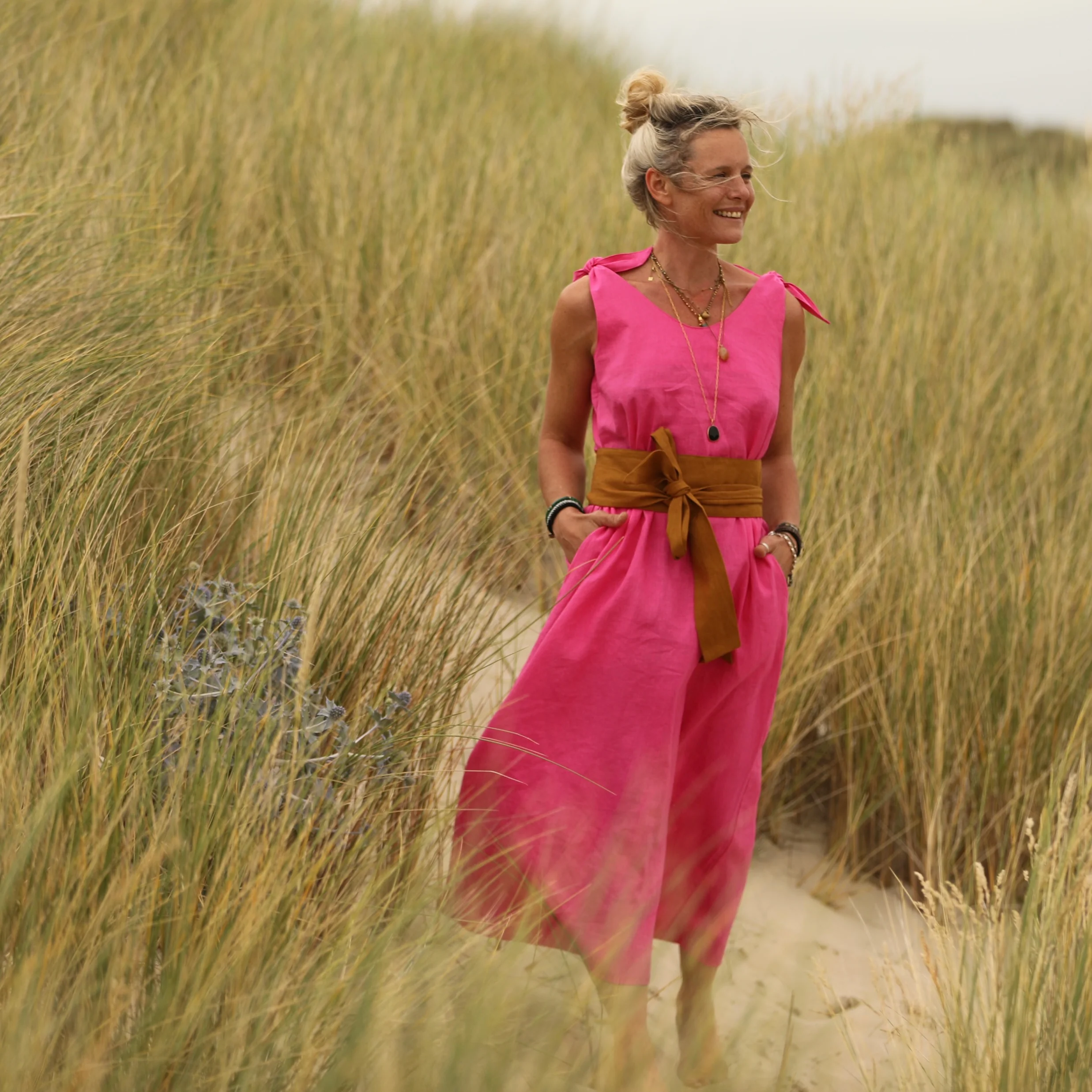Robe Laëtitia - lin rose fluo - Image 3